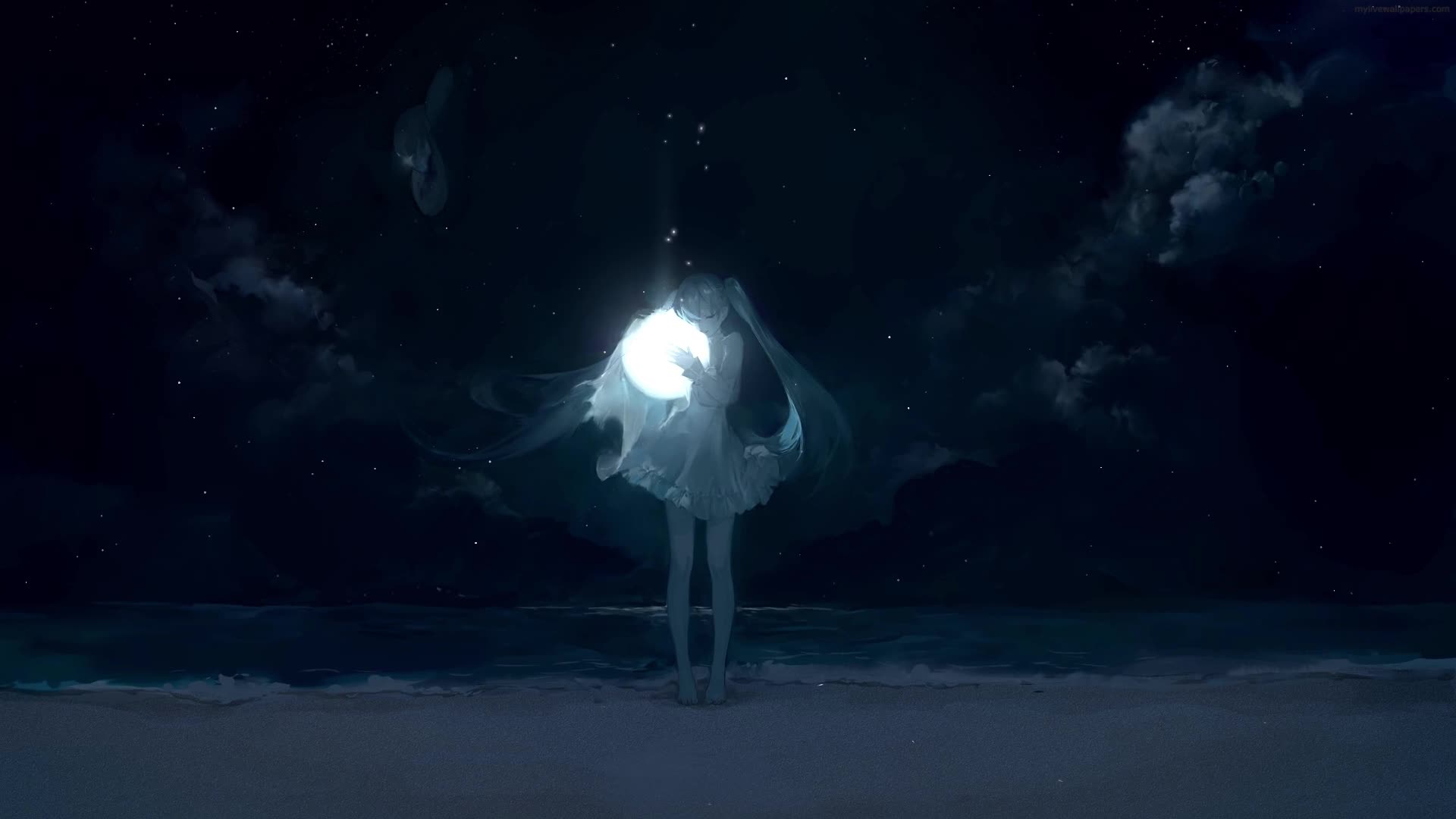 PC Hatsune Miku Night Beach Live Wallpaper Free