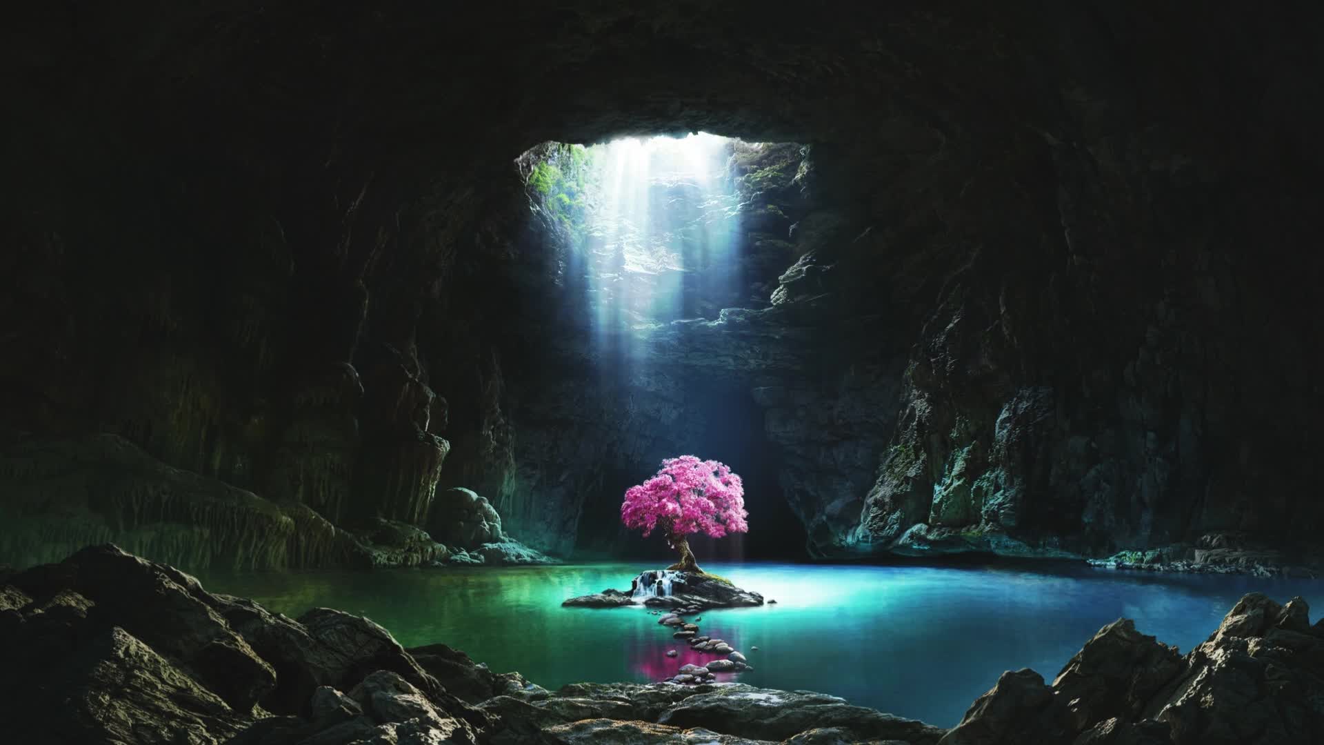 PC Cave Tree Live Wallpaper Free