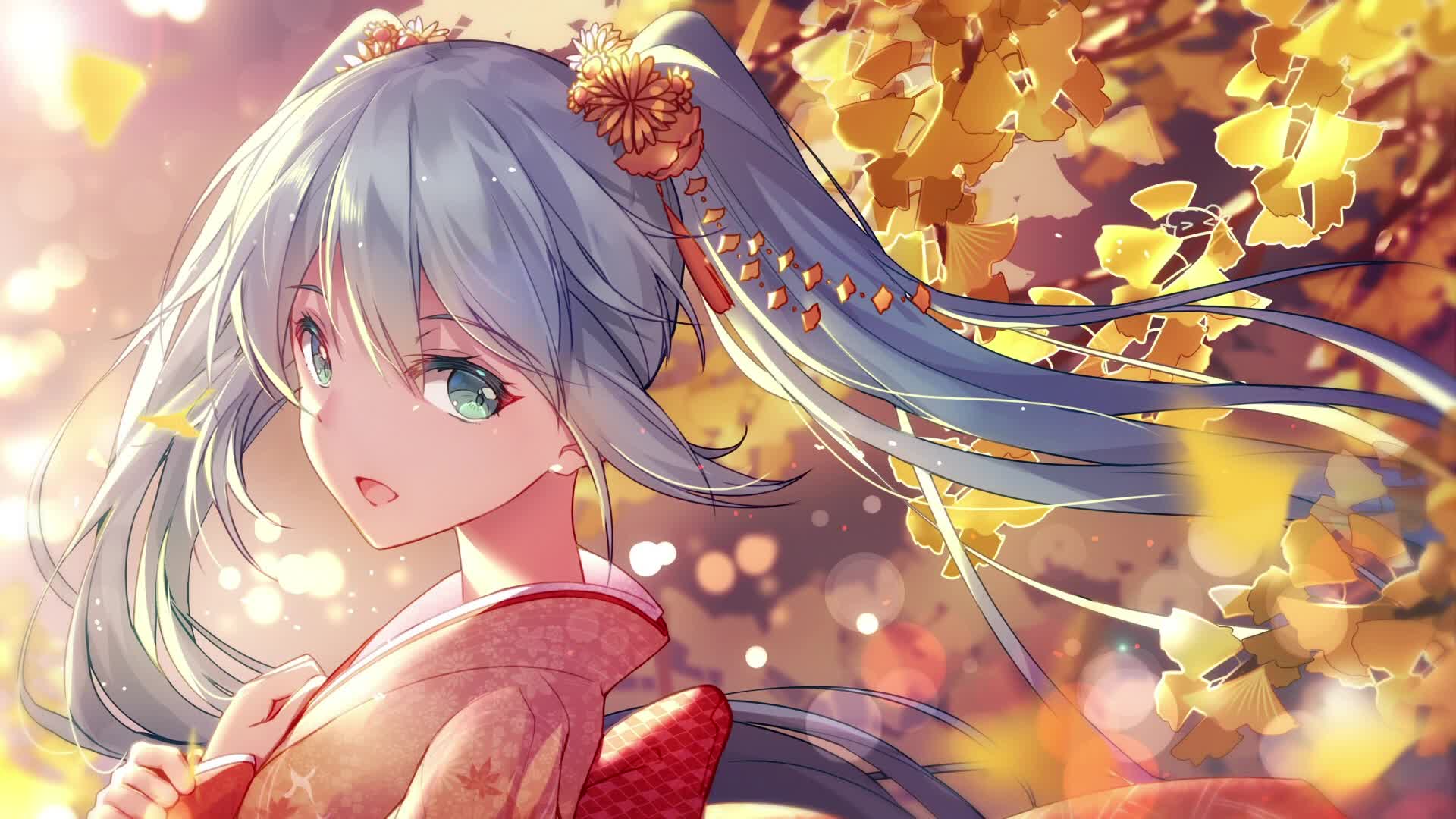 PC Hatsune Miku Leaves Live Wallpaper Free