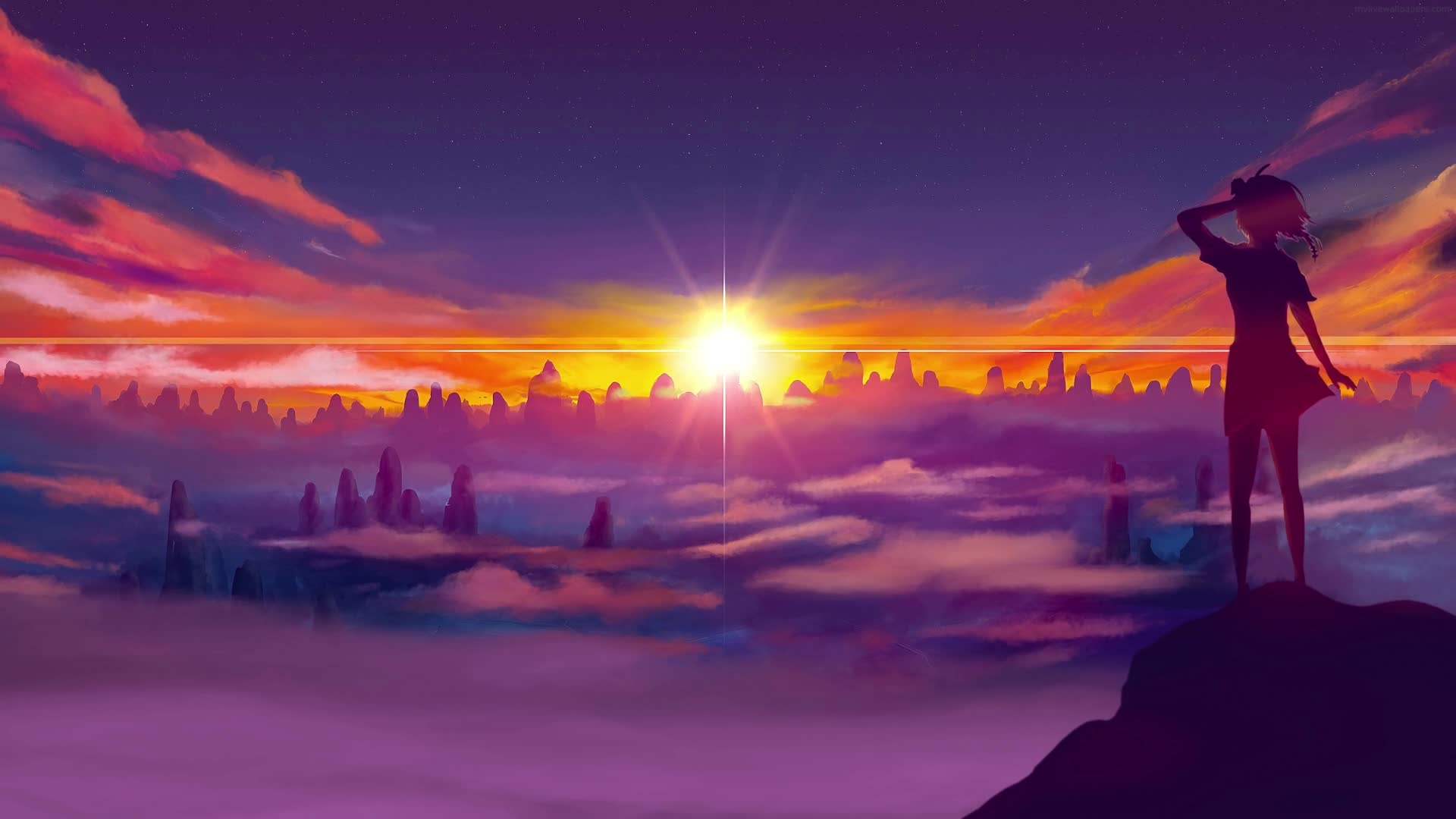 PC Sunset Purple Clouds Live Wallpaper Free