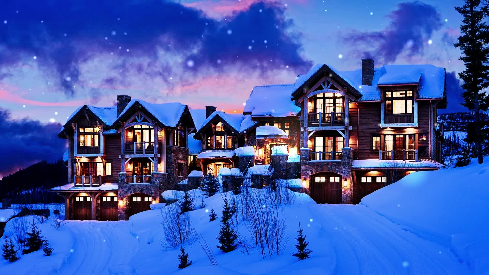 PC Luxury Winter Cabin Live Wallpaper Free