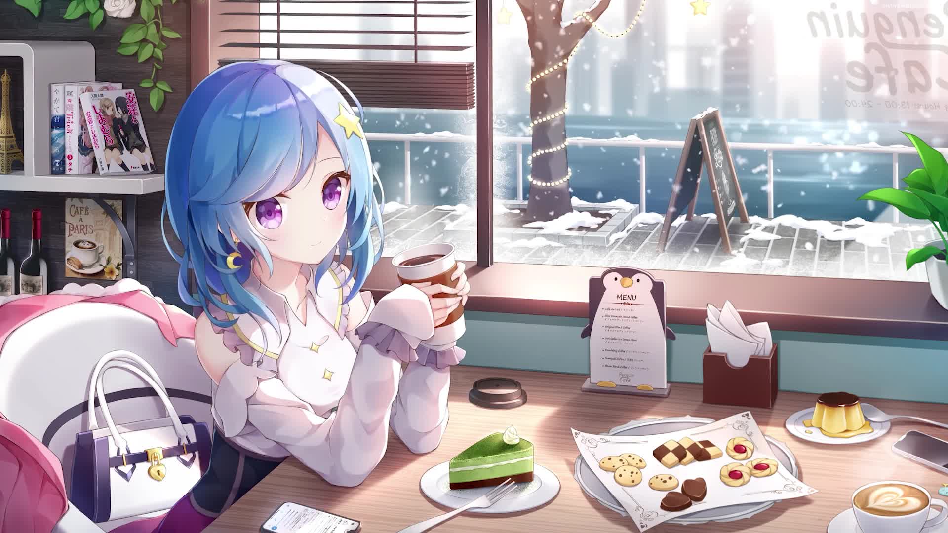 PC Cafe Girl Coffee Live Wallpaper Free