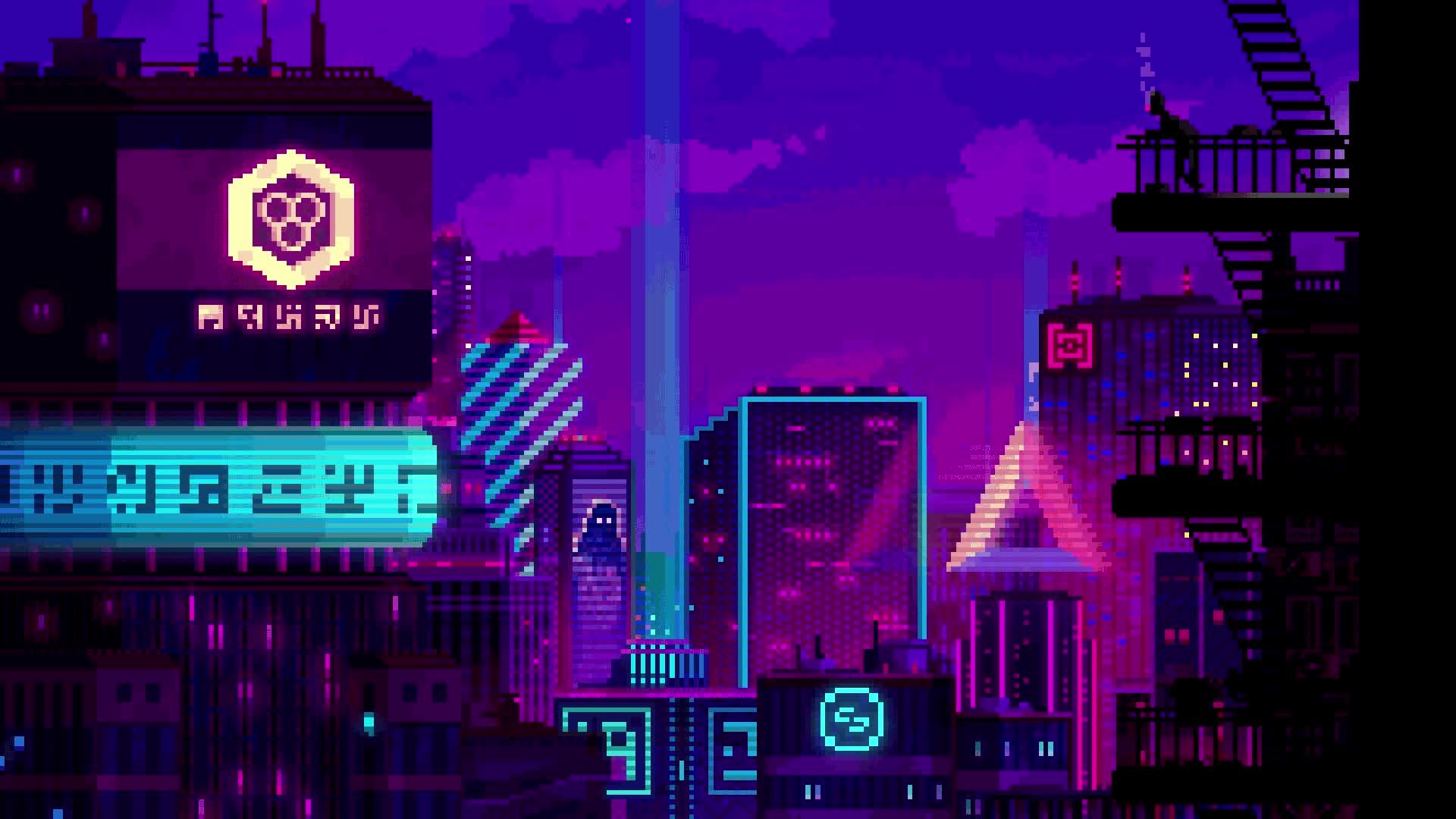 PC 8 Bit Night City Live Wallpaper Free