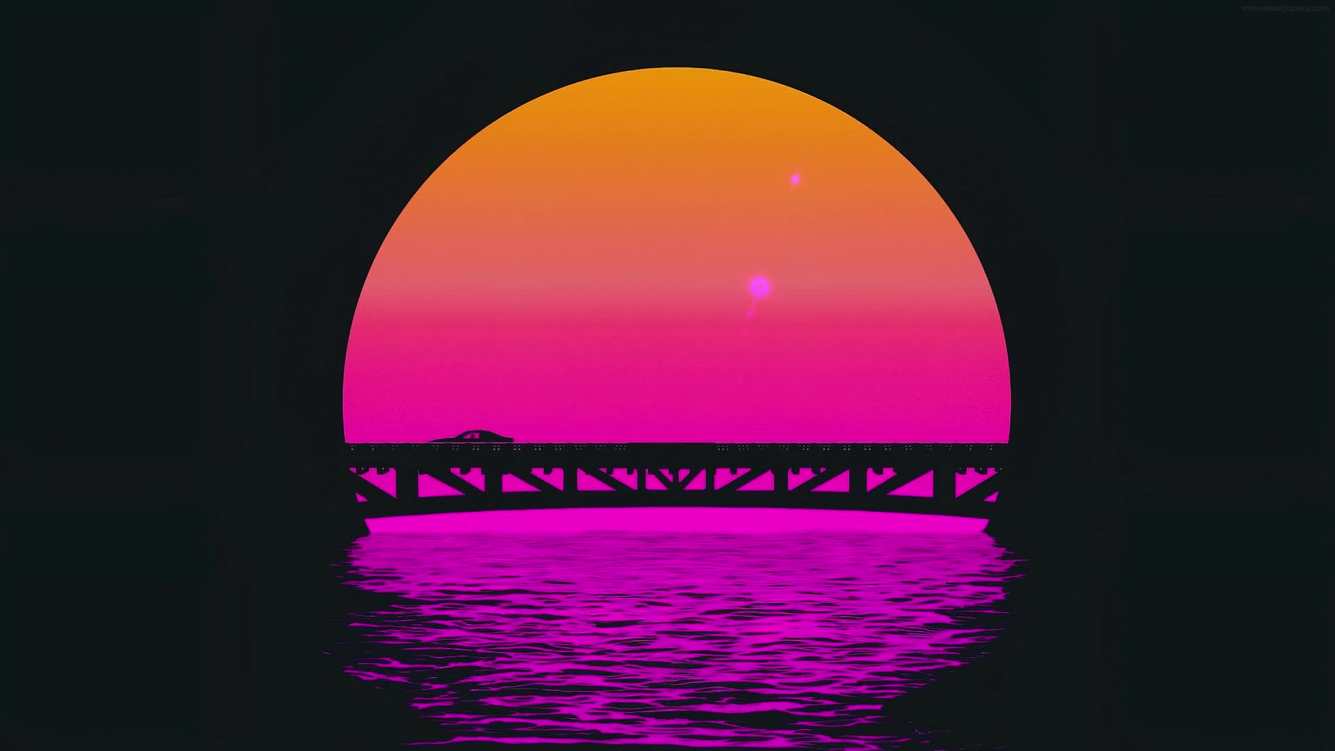 PC Pink Sunset Bridge Live Wallpaper Free