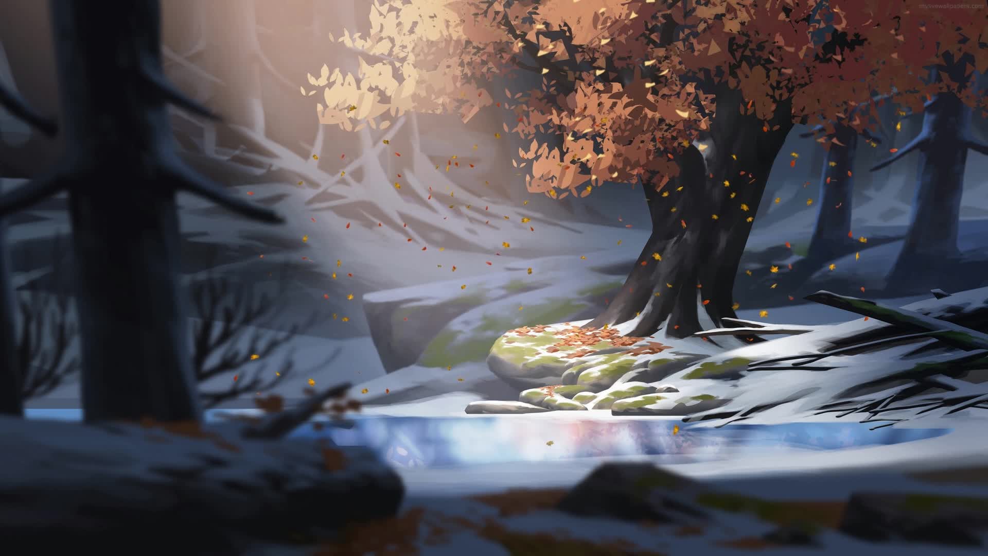 PC Falling Brown Leaves Live Wallpaper Free