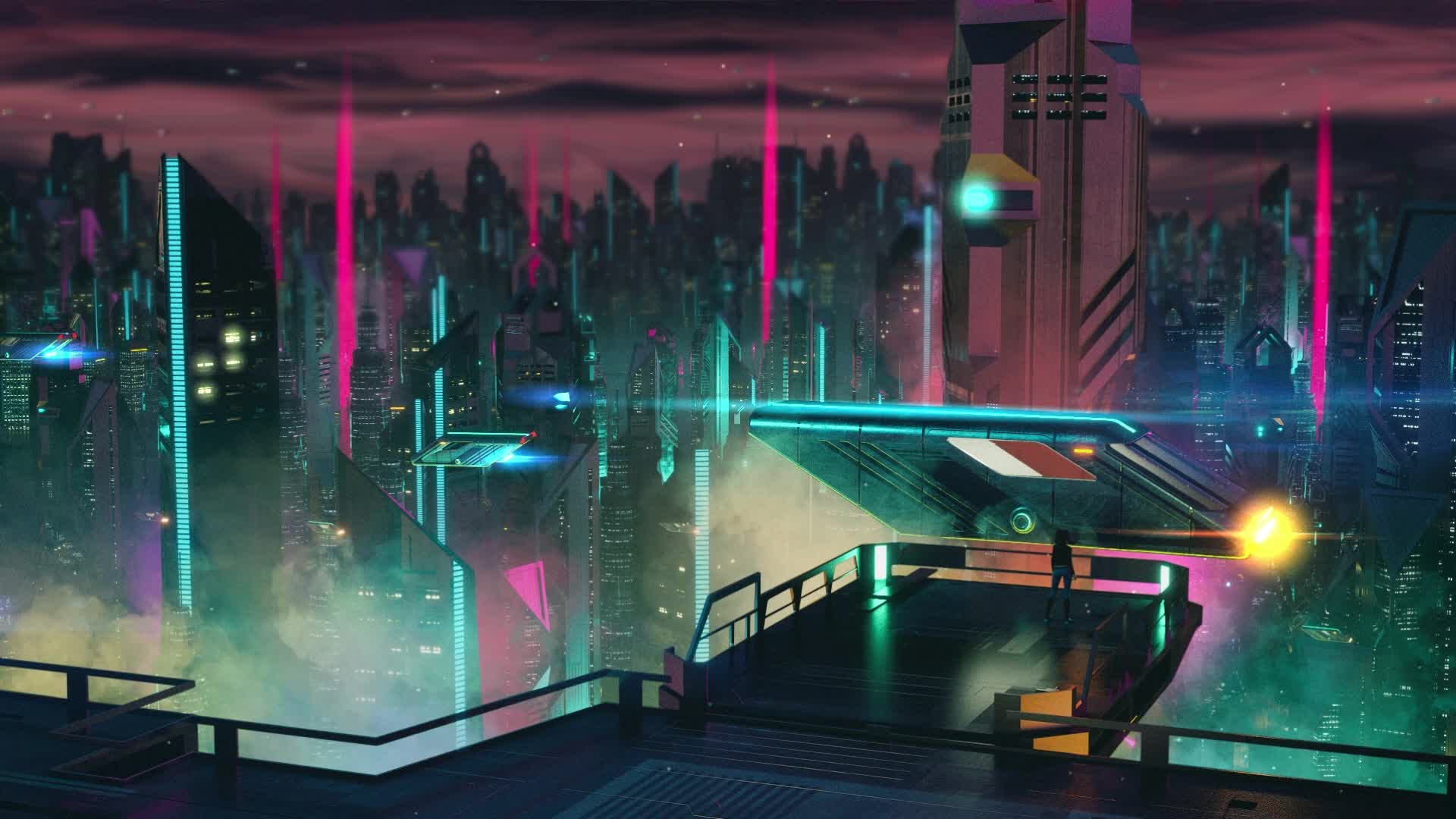 PC Cyberpunk Platform Live Wallpaper Free