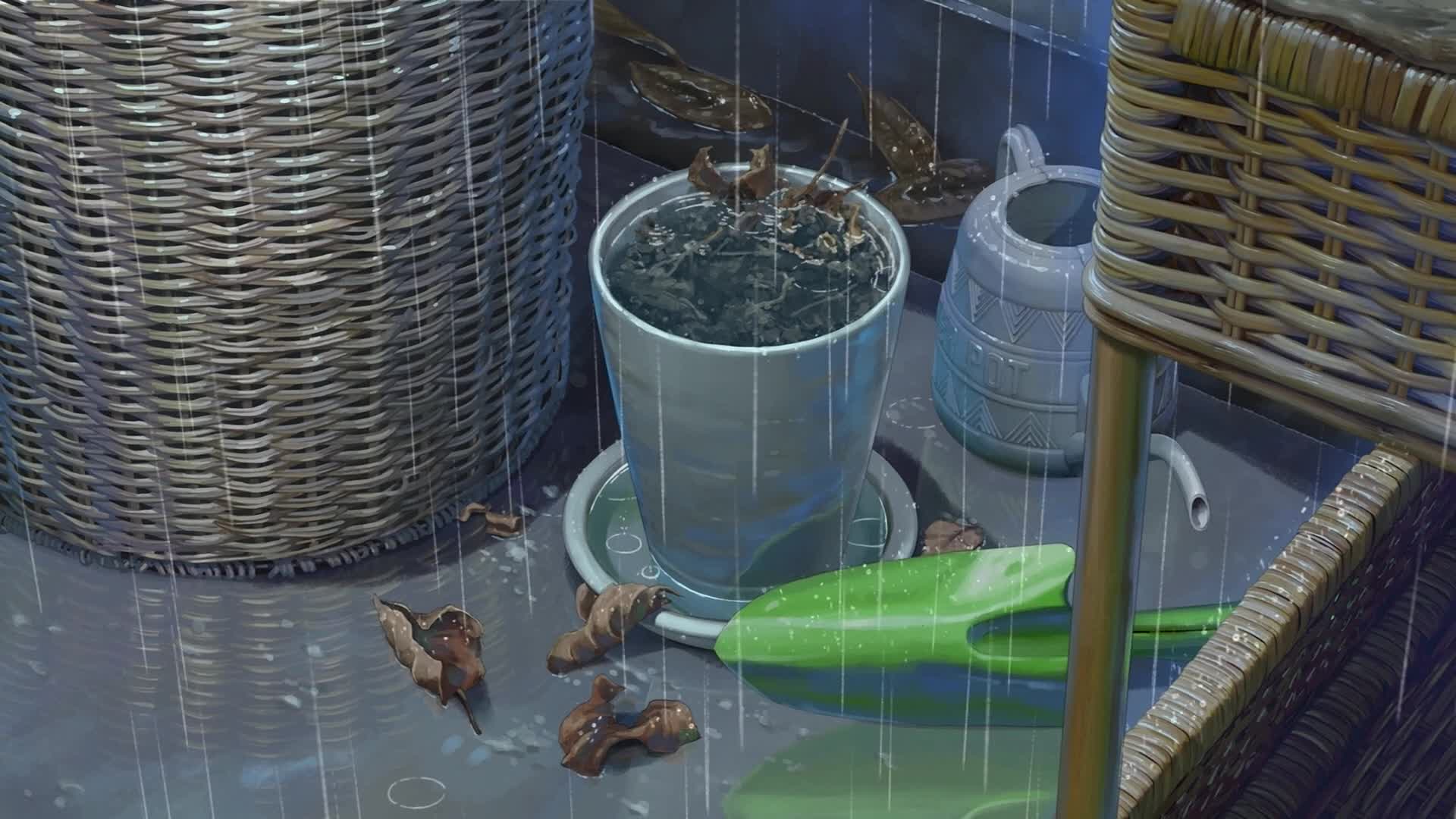 PC Rain Flower Pot Live Wallpaper Free