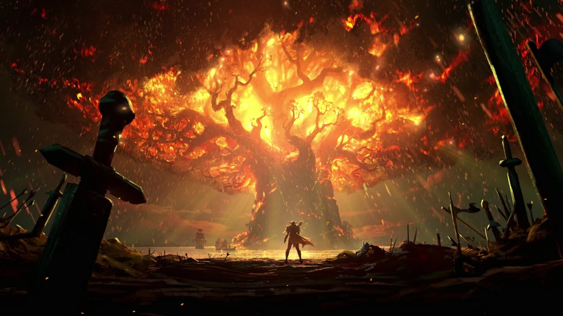 PC Teldrassil Burning WOW Live Wallpaper Free