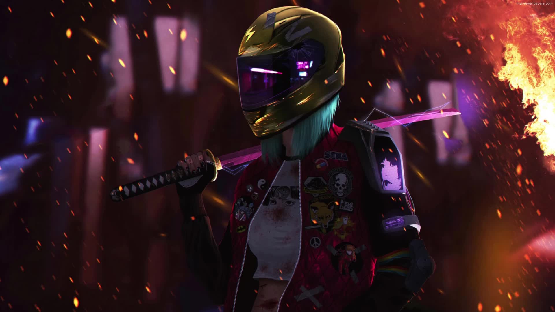 PC Cyberpunk Biker 1 Live Wallpaper Free