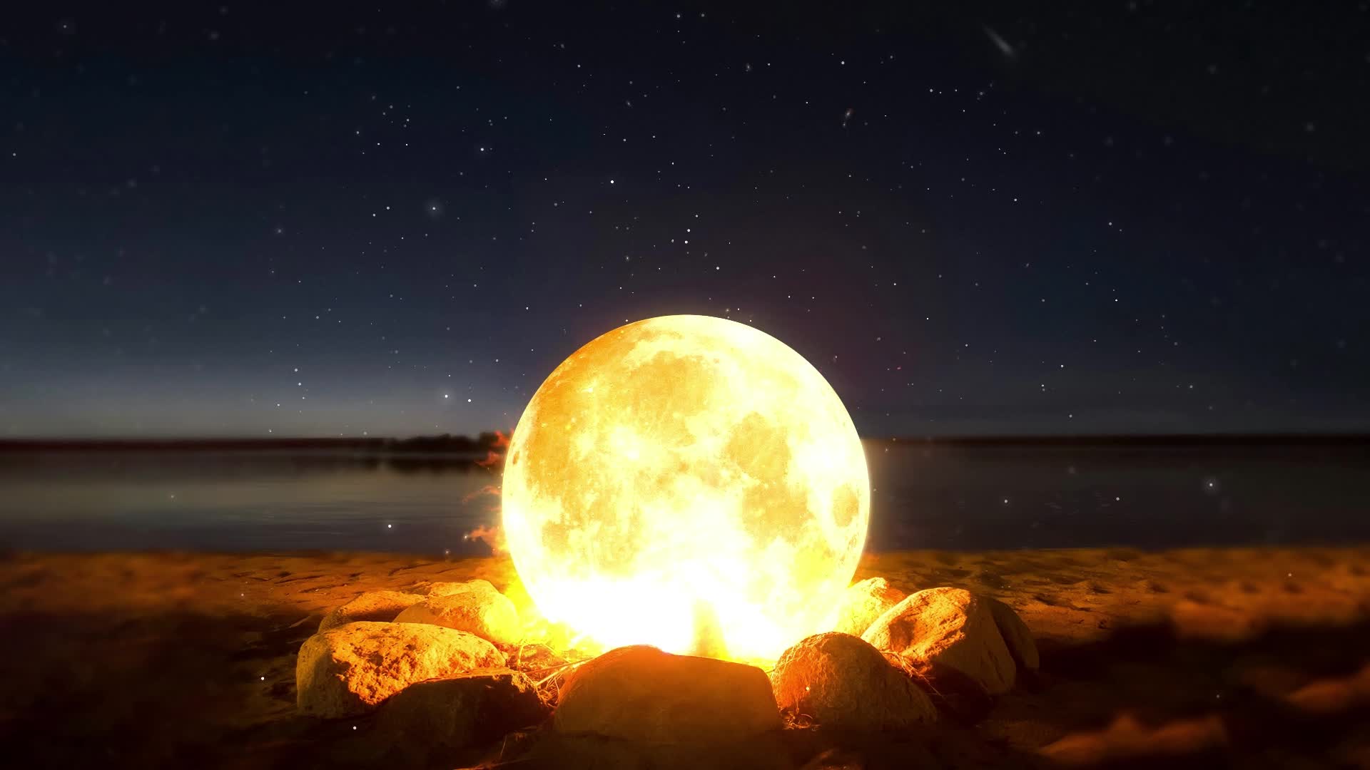 PC Beach Moon Fire Live Wallpaper Free