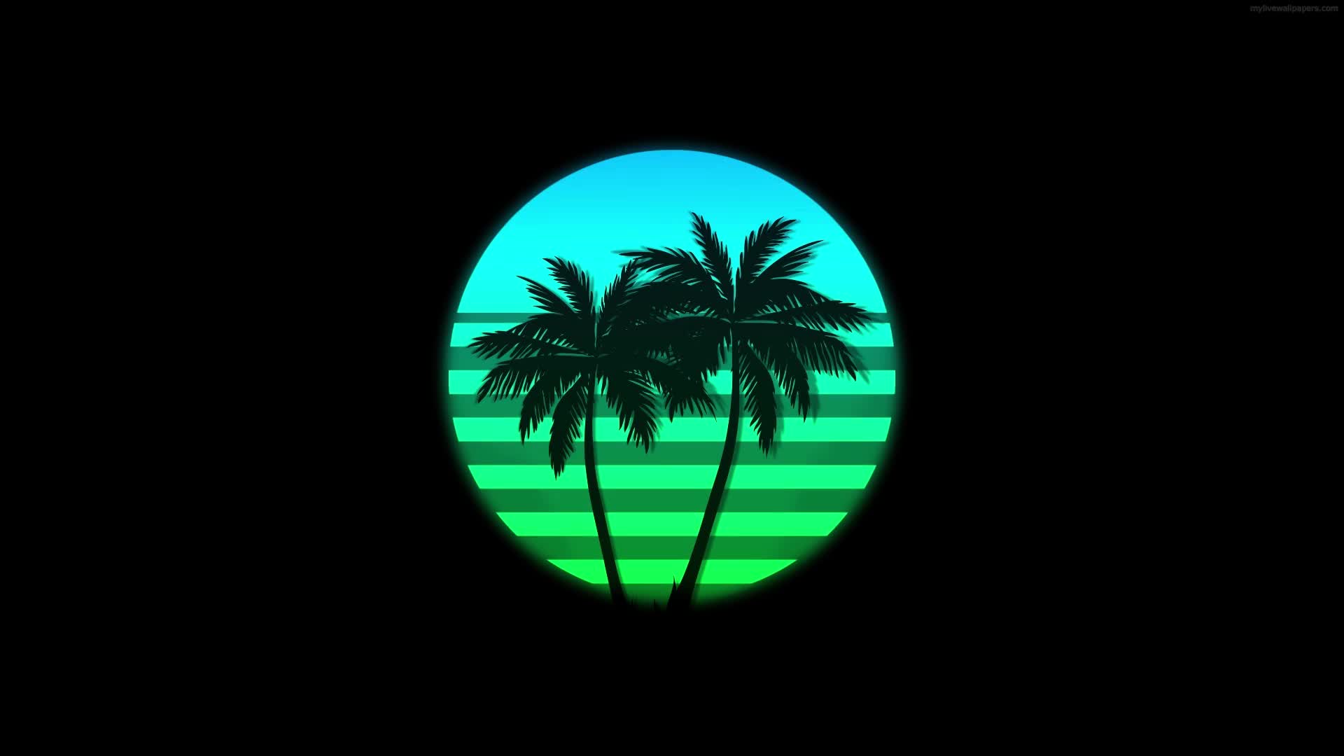 PC Synthwave Sunset Live Wallpaper Free