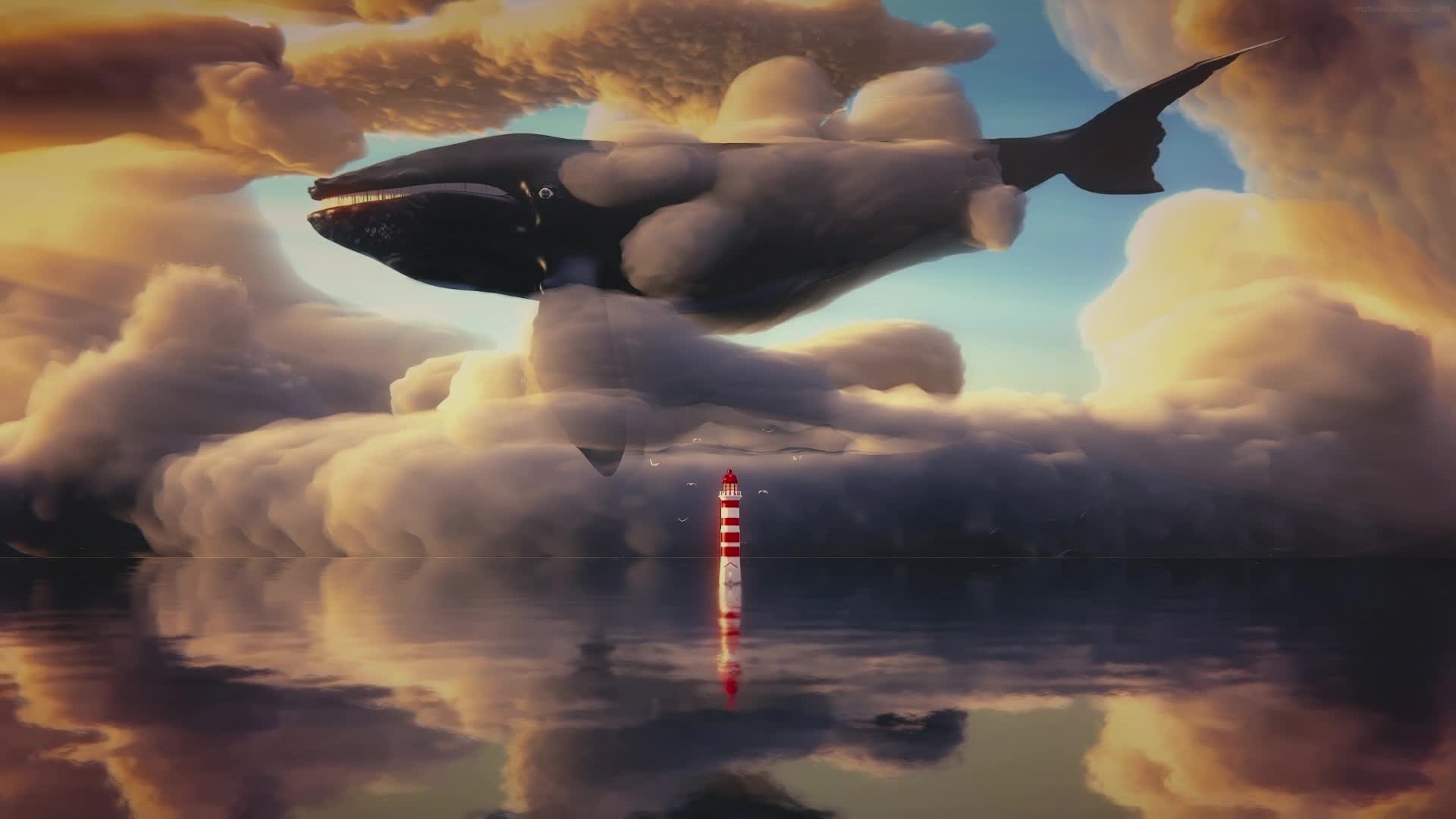 PC Lighthouse Whale Clouds Live Wallpaper Free