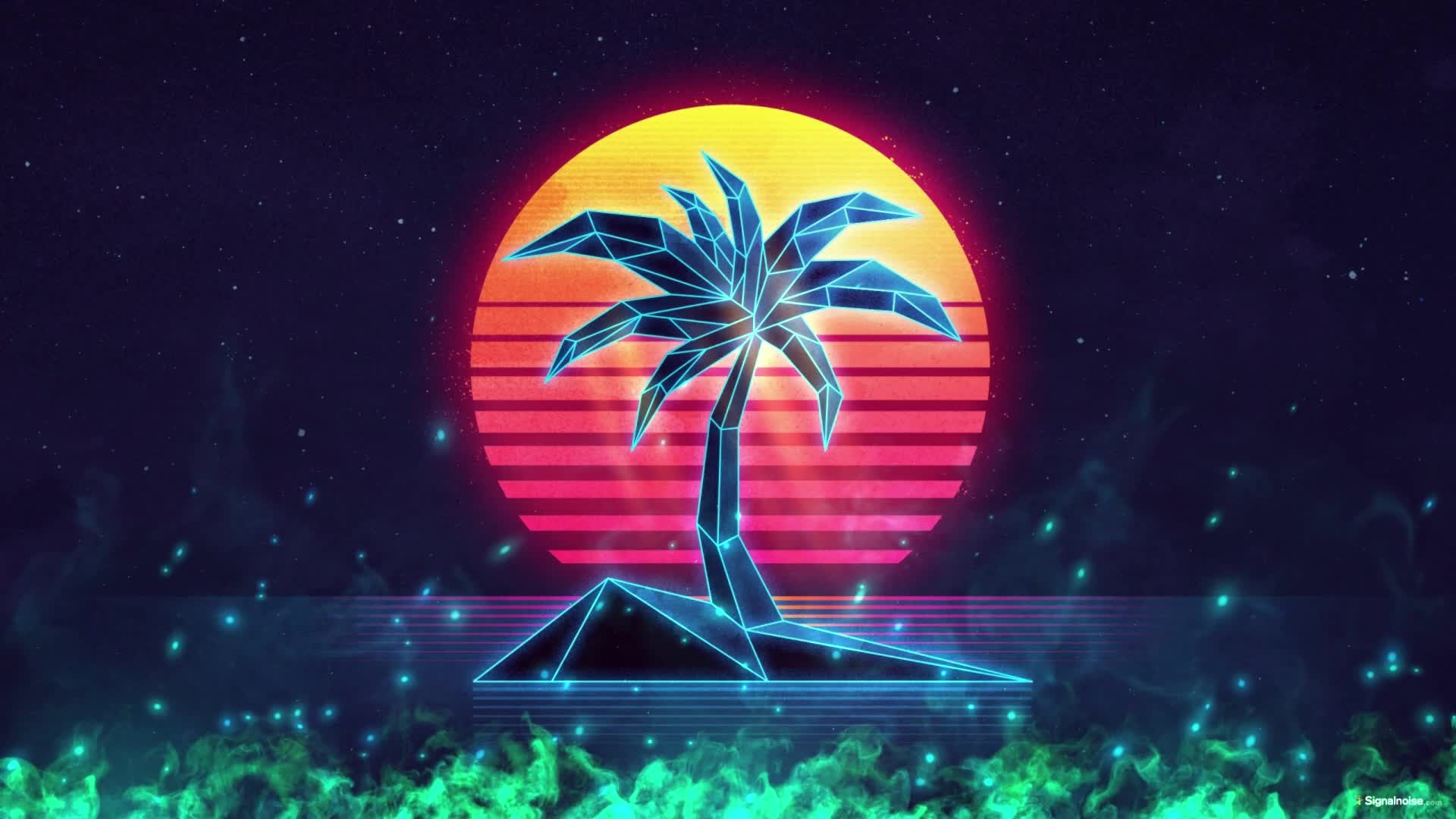 PC Retro Palm Tree Live Wallpaper Free