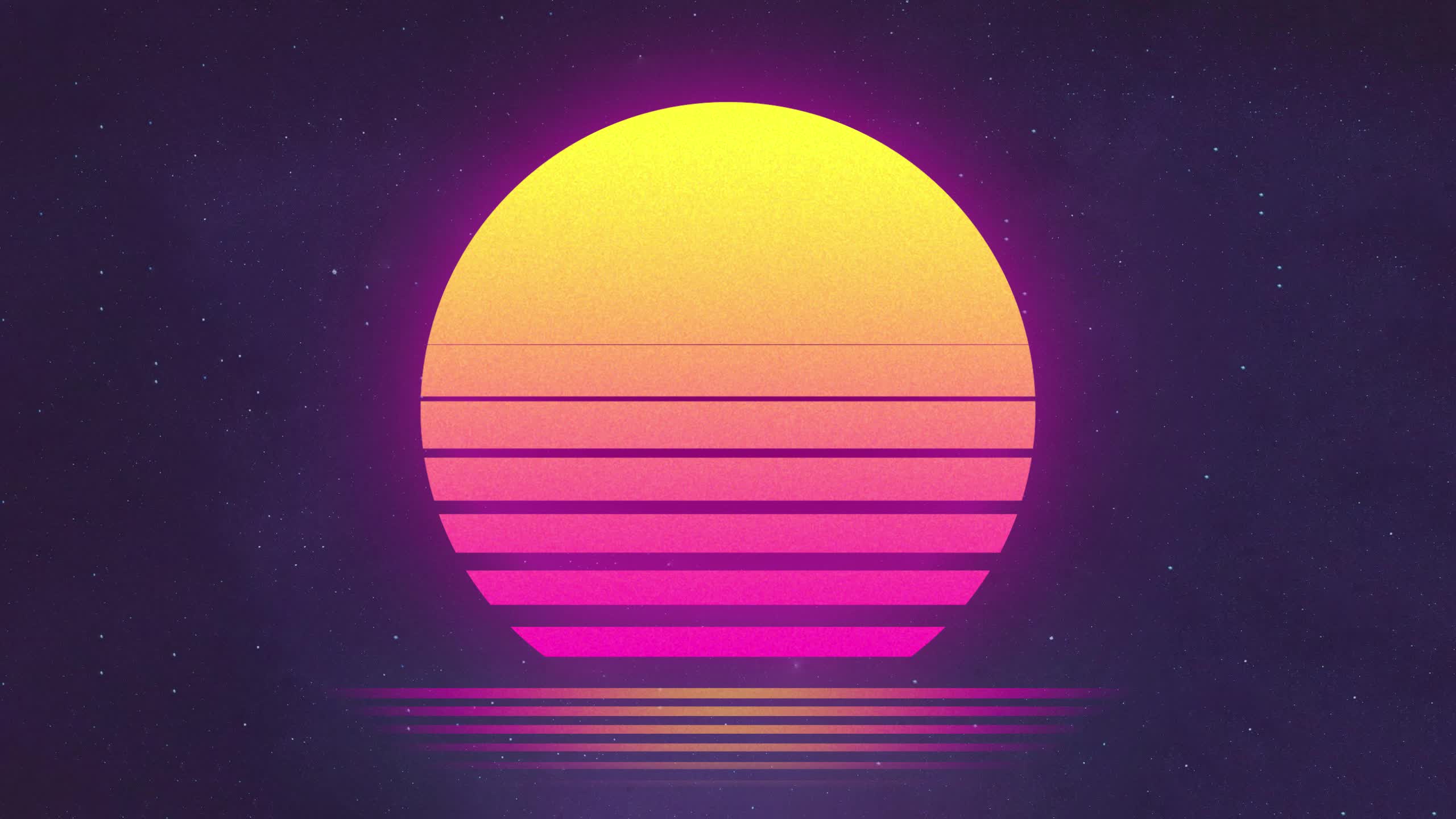 PC Synthwave New Retro Sun QHD Live Wallpaper Free