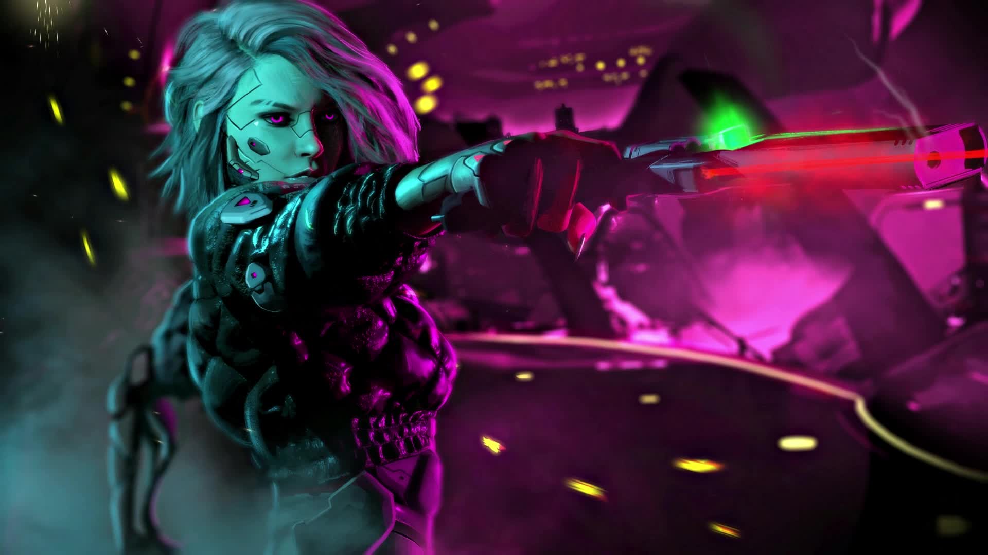 PC Cyborg Cyberpunk Girl Live Wallpaper Free