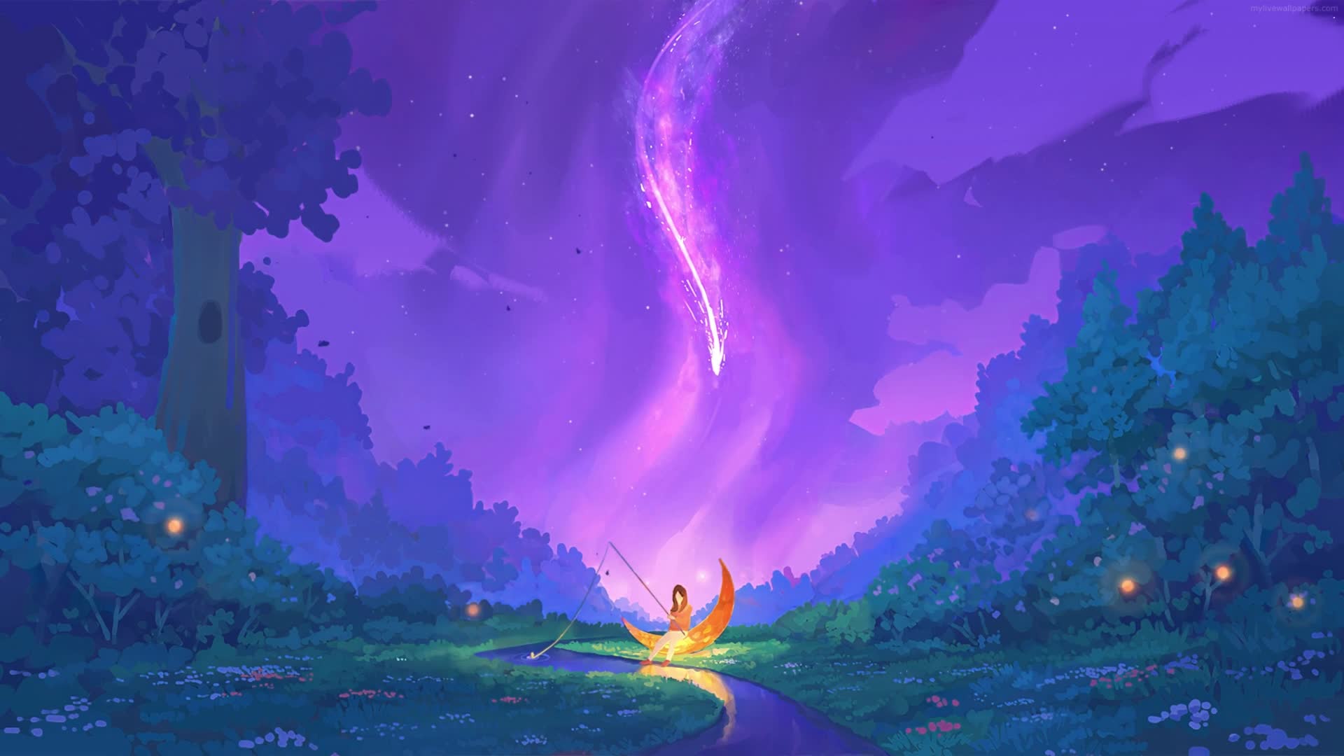 PC Fishing on the Moon Live Wallpaper Free