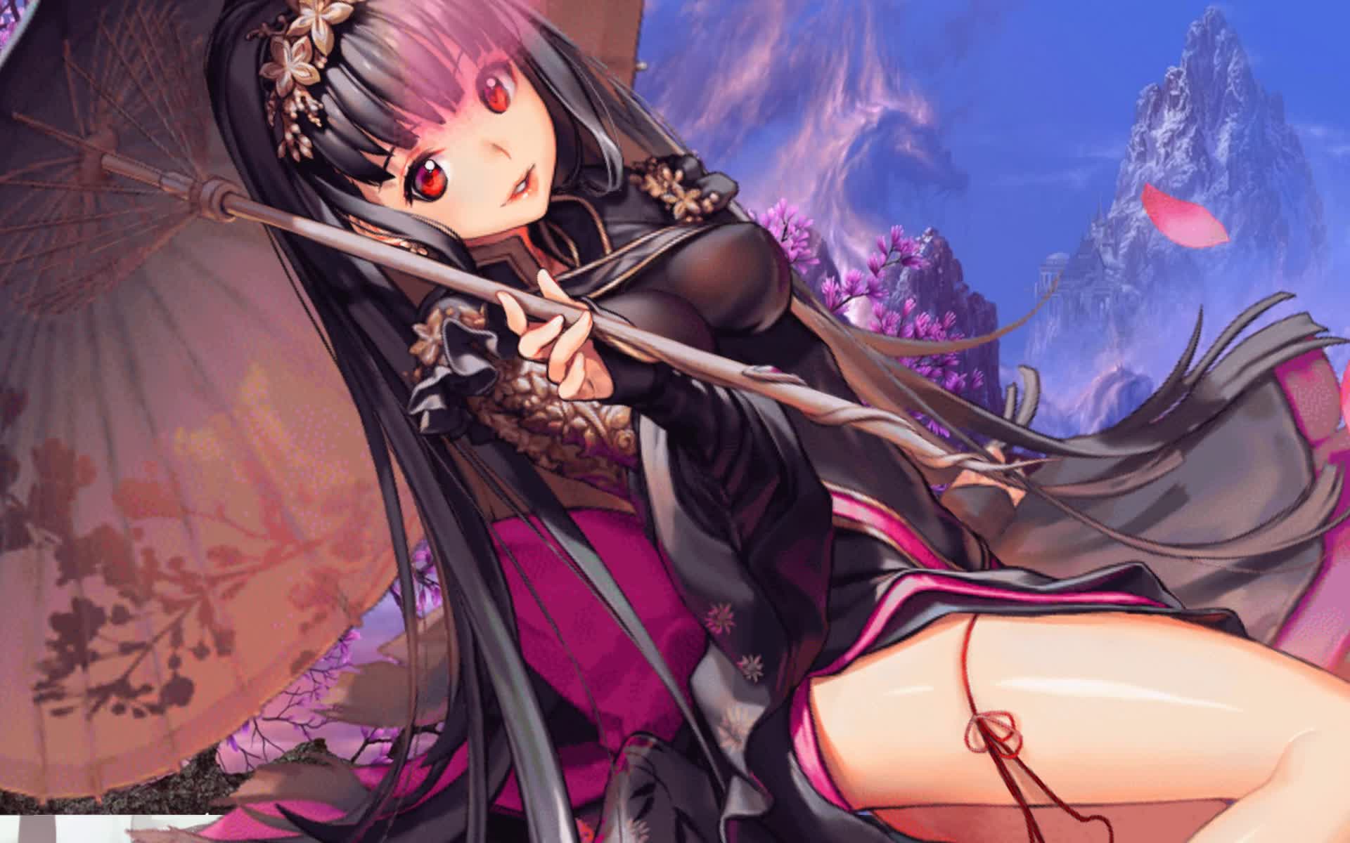 PC Umbrella Anime Girl Live Wallpaper Free