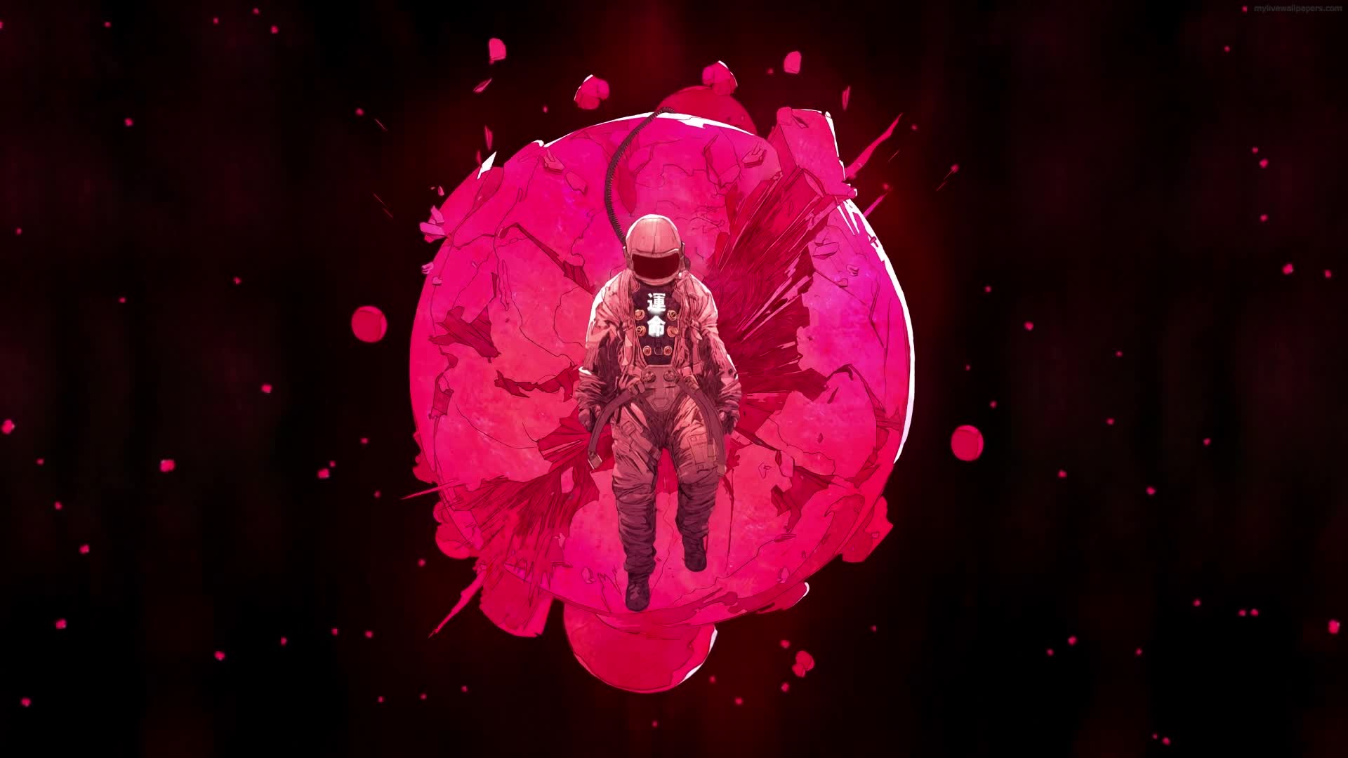 PC Pink Space Man Live Wallpaper Free