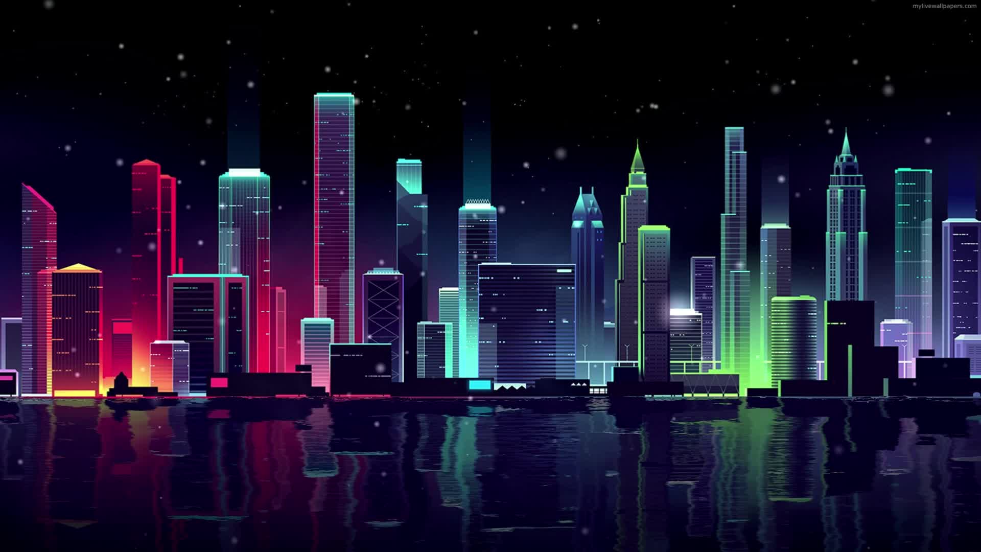 PC Neon Skyline Live Wallpaper Free