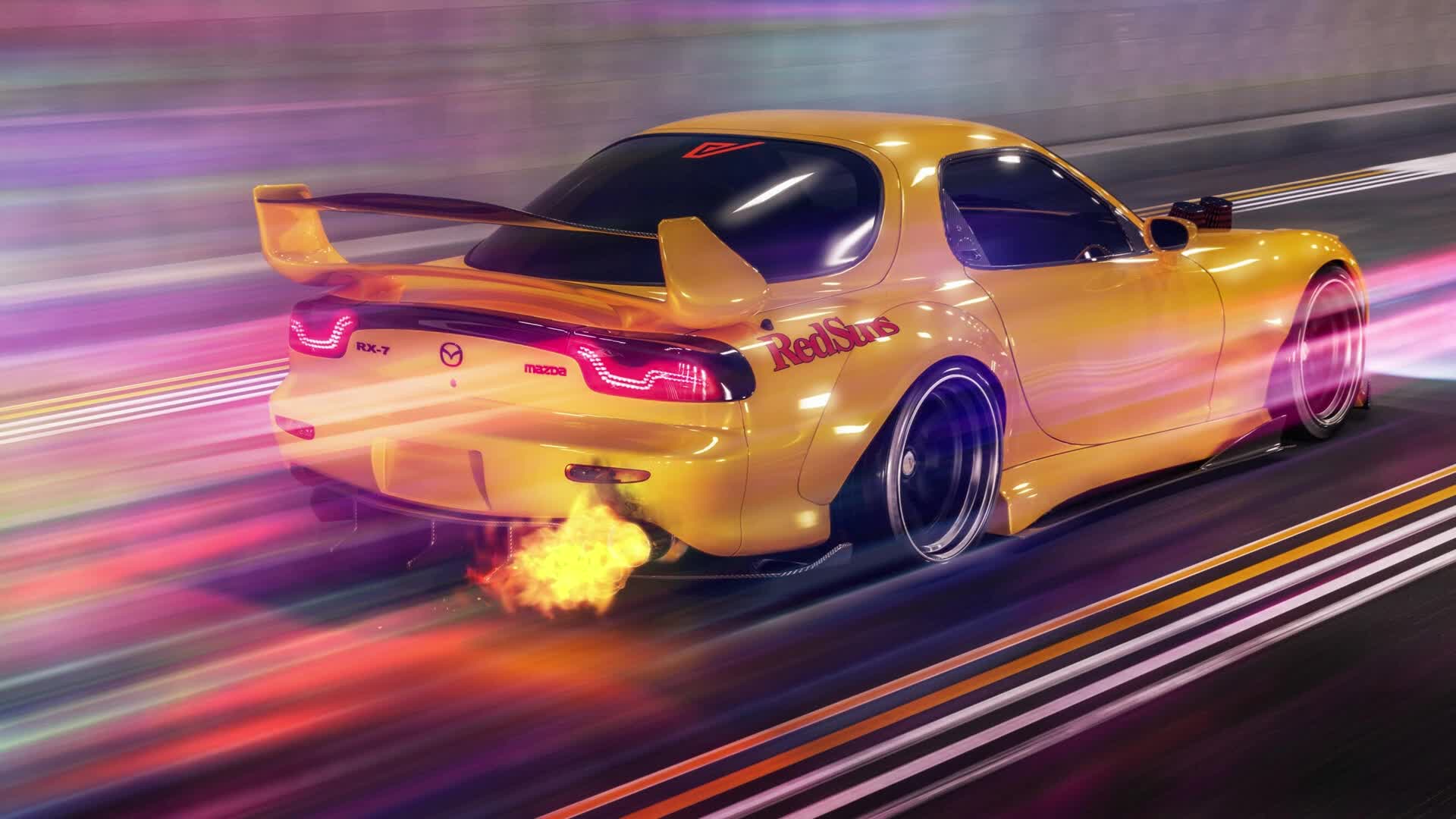 PC Mazda Rx7 Red Suns Live Wallpaper Free