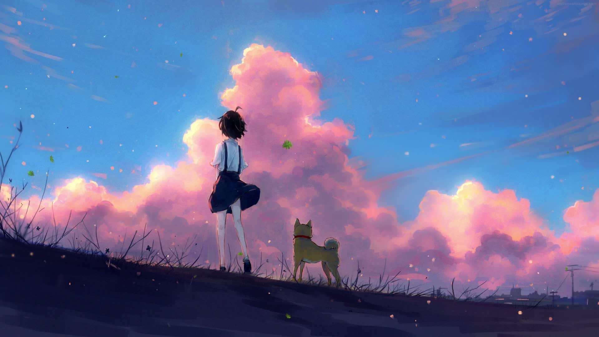 PC Girl and Shiba Inu Live Wallpaper Free