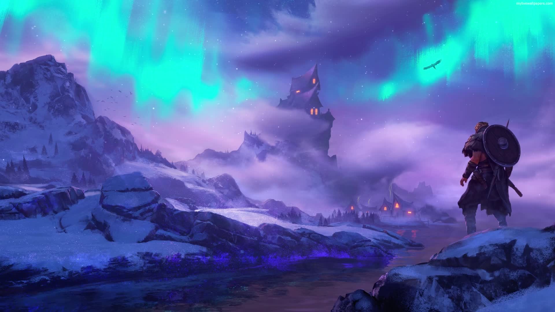 PC Evening Snow Assassins Creed Valhalla Live Wallpaper Free