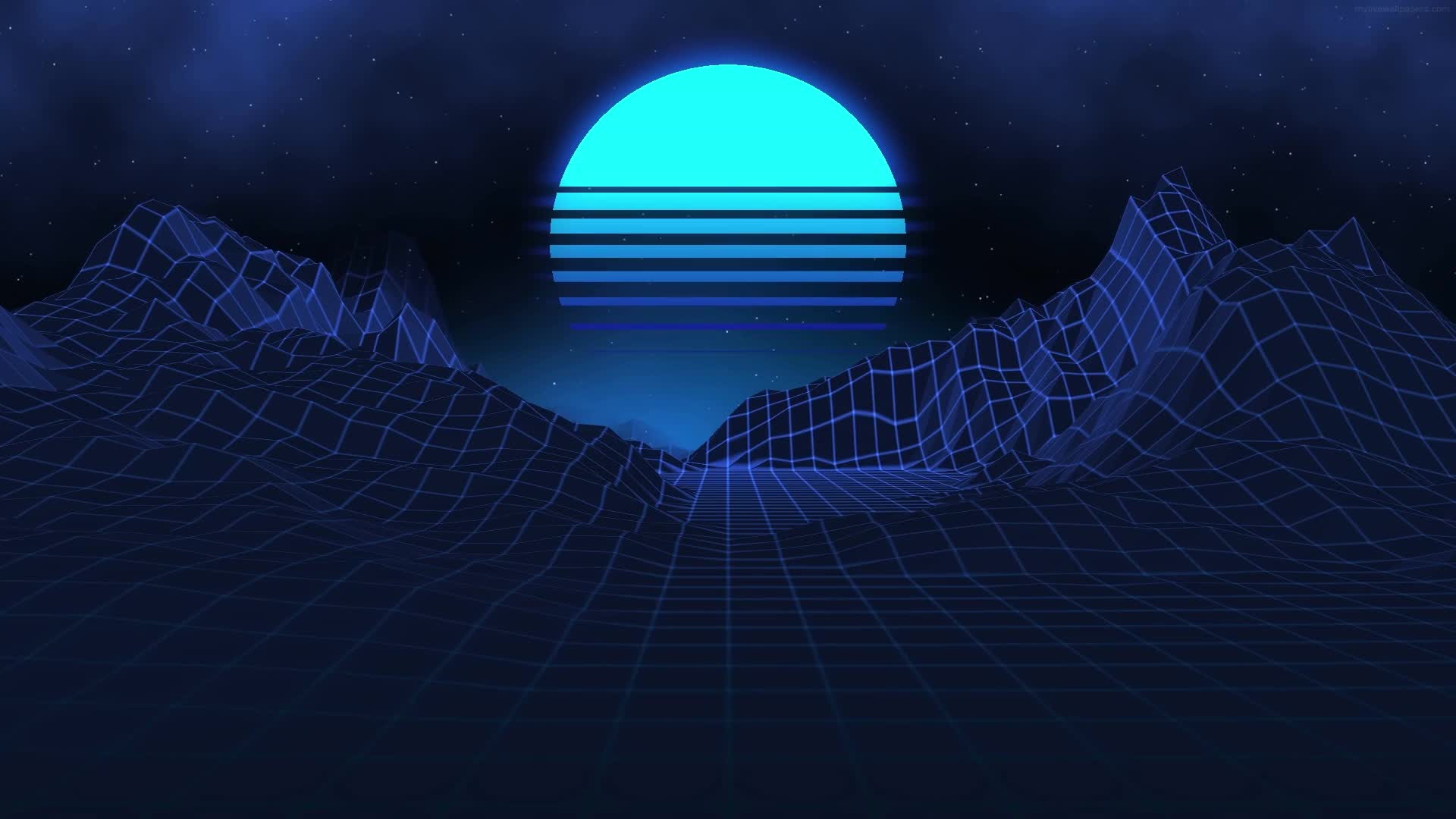 PC Blue Retro Moon Live Wallpaper Free