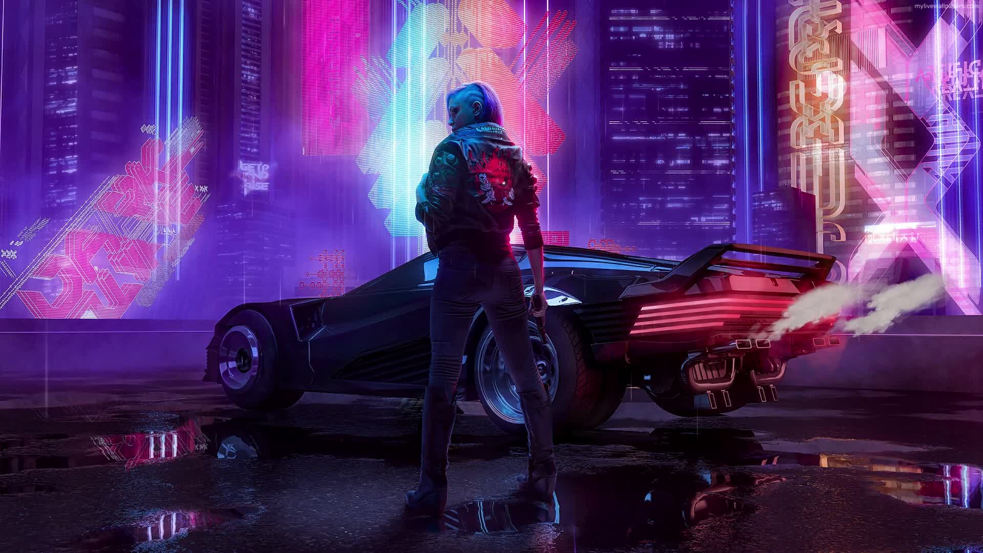 PC Cyberpunk 2077 Girl Rain Live Wallpaper Free