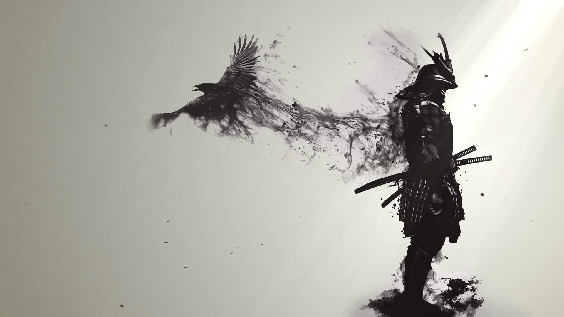 PC Samurai with Crow Live Wallpaper Free