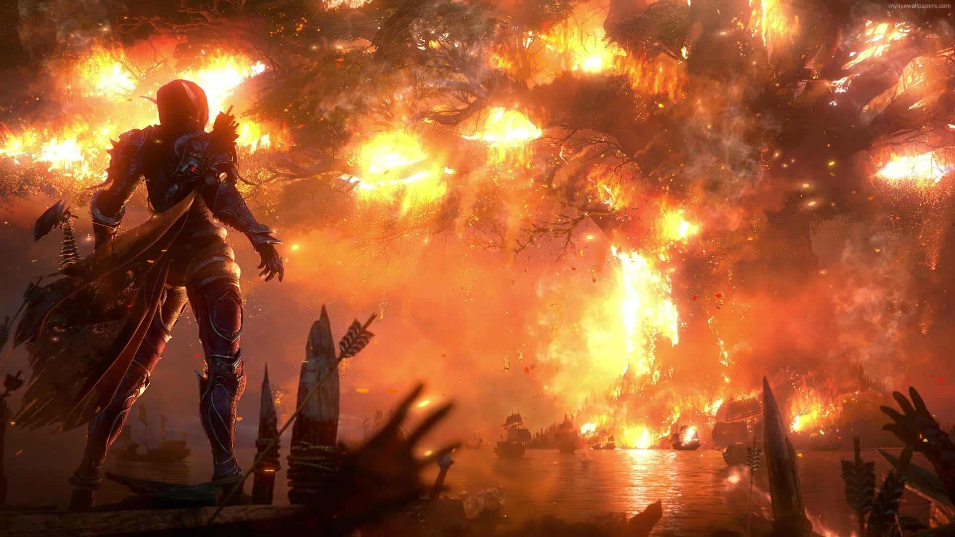 PC Sylvanas Burning Teldrassil WOW Live Wallpaper Free