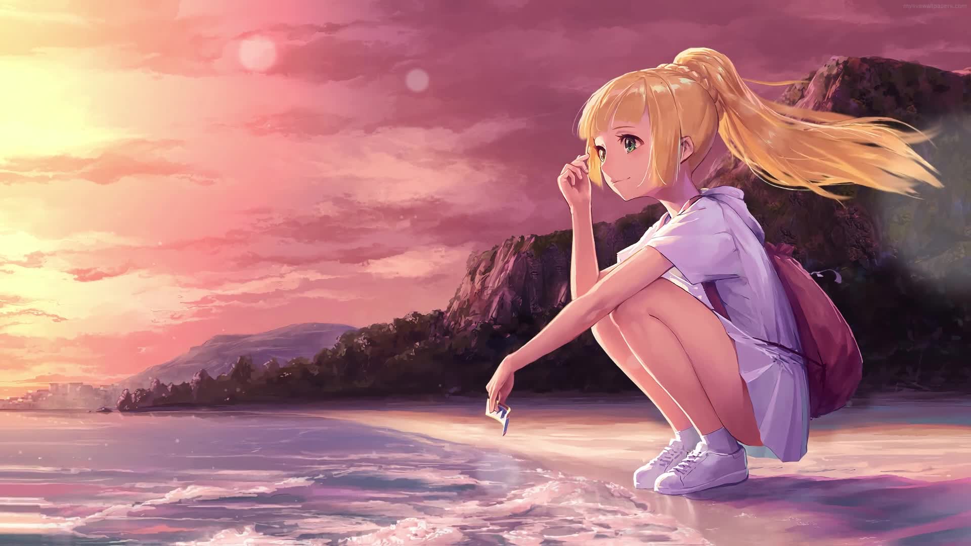 PC Lillie at the Beach Pokemon Live Wallpaper Free