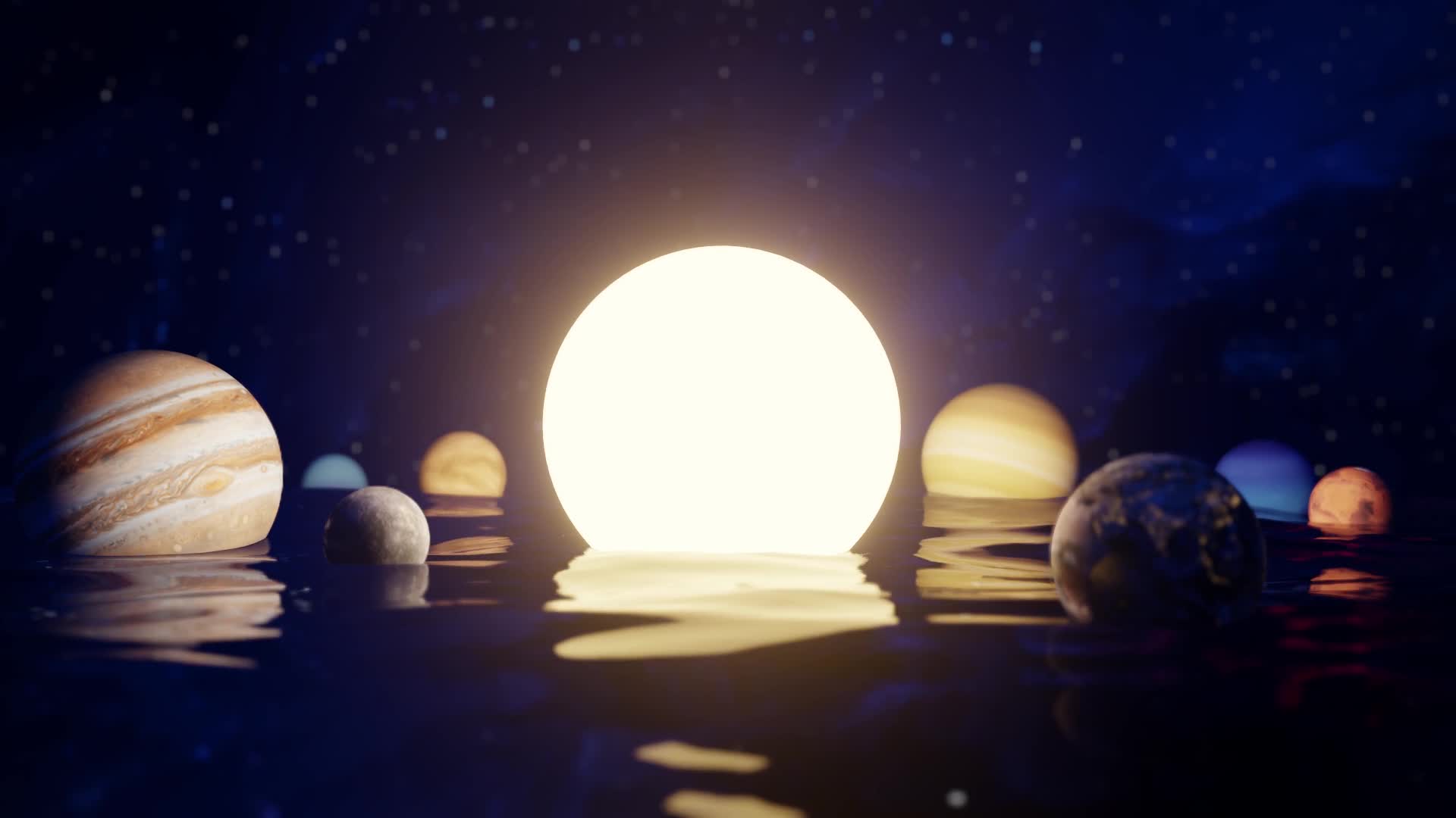 PC Floating Solar System Live Wallpaper Free