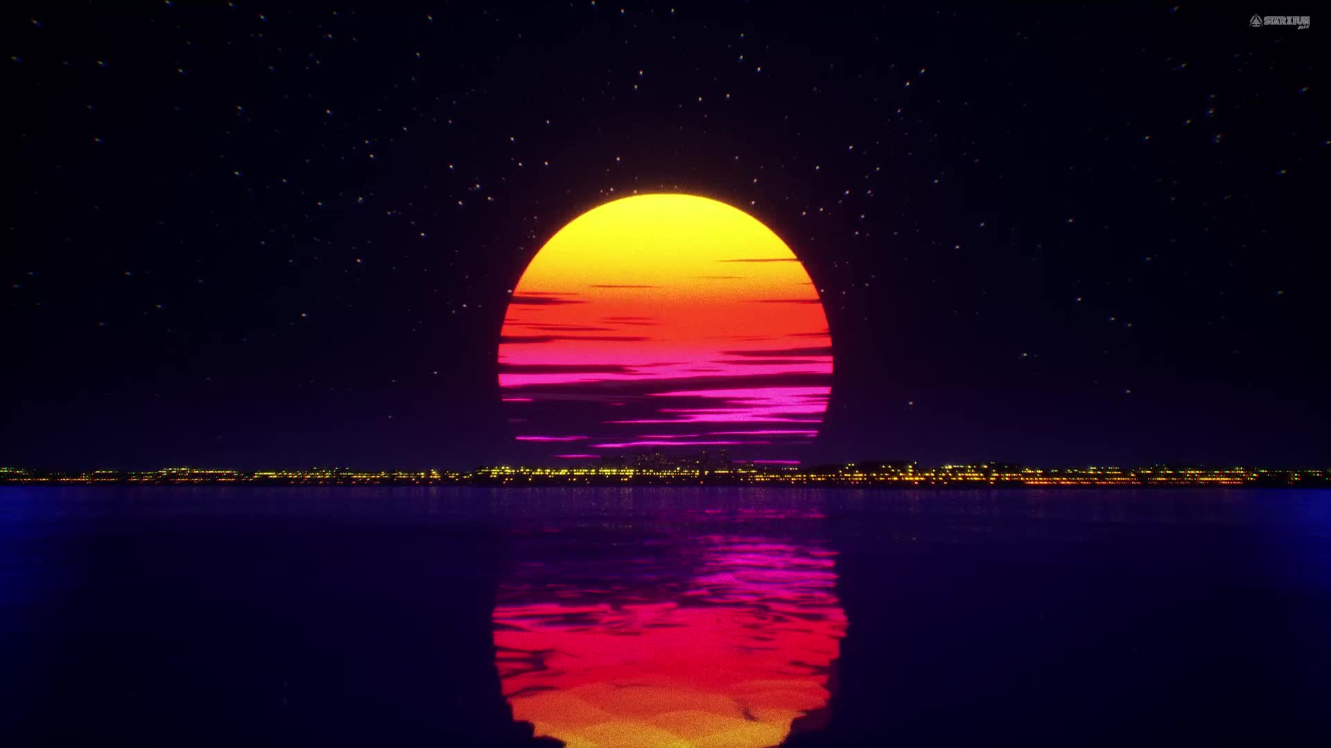 PC Retro Outrun Sun Live Wallpaper Free