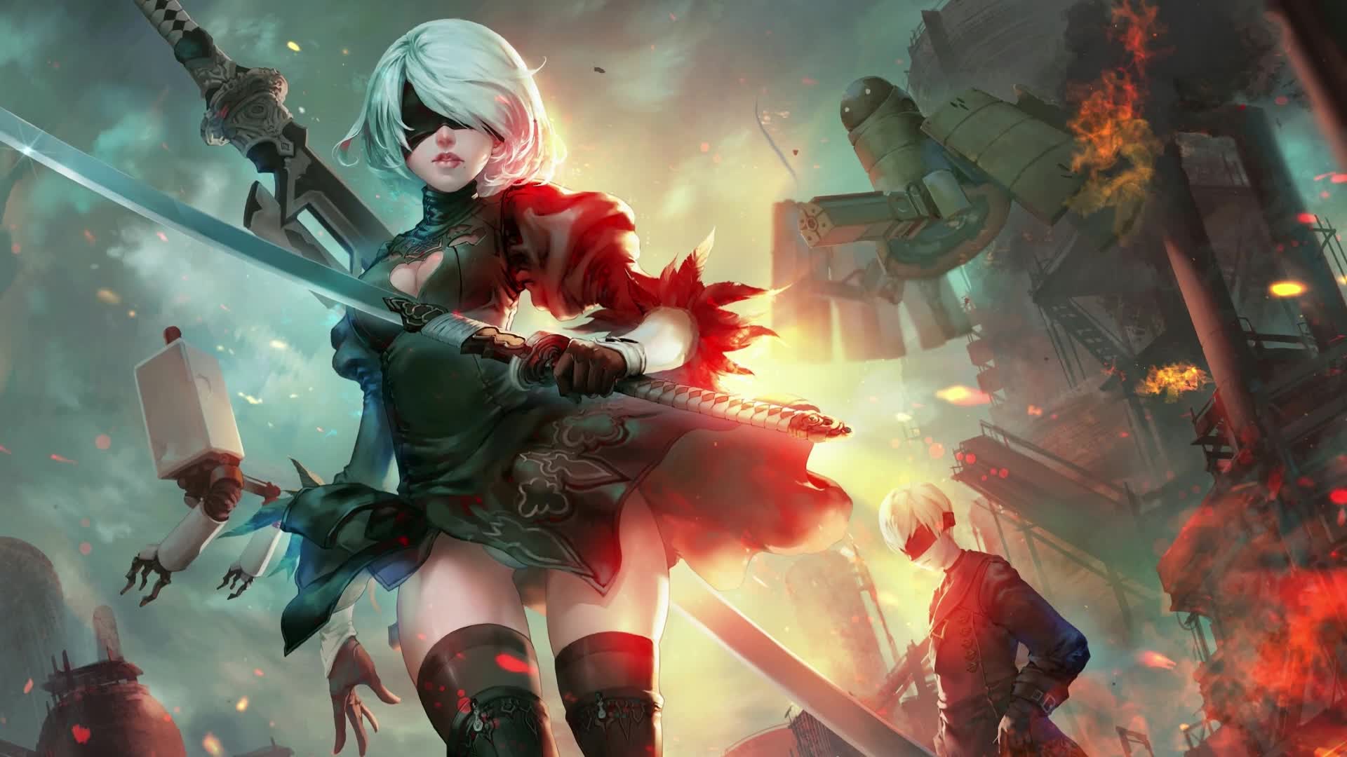 PC Nier Automata 2B 9S Live Wallpaper Free