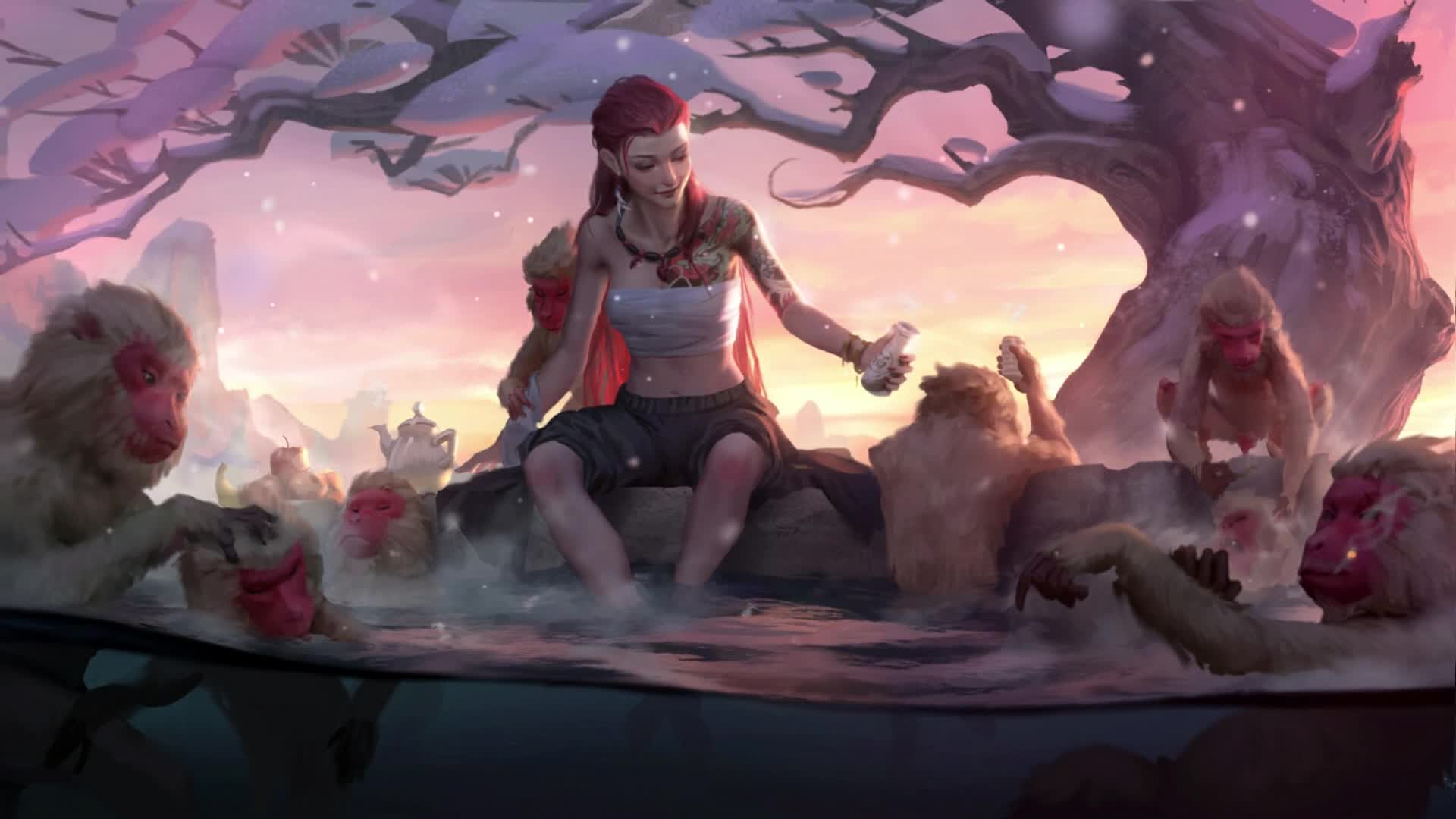 PC Snow Monkeys Hot Spring Live Wallpaper Free