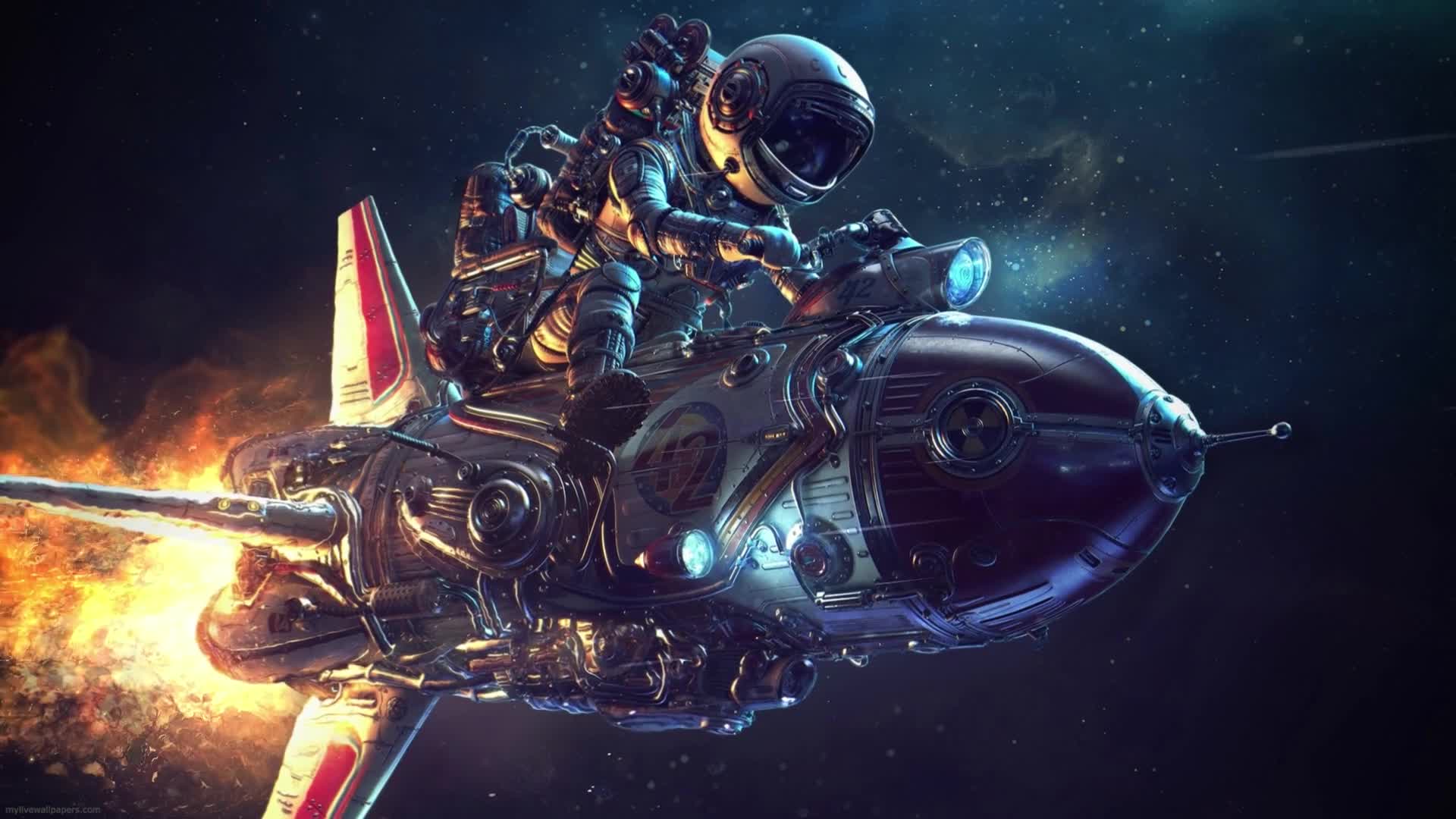 PC Spaceman Rocket Live Wallpaper Free
