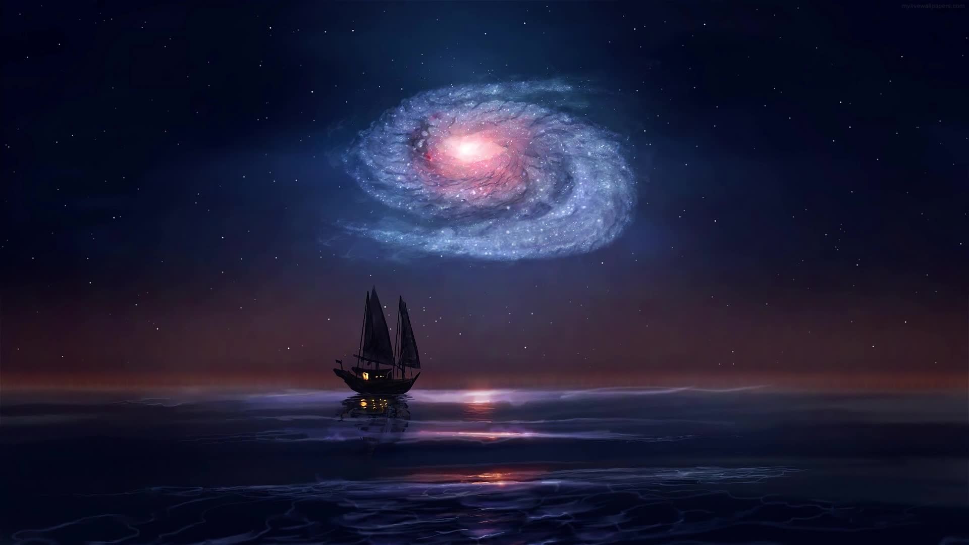 PC Galaxy Sail Boat Live Wallpaper Free