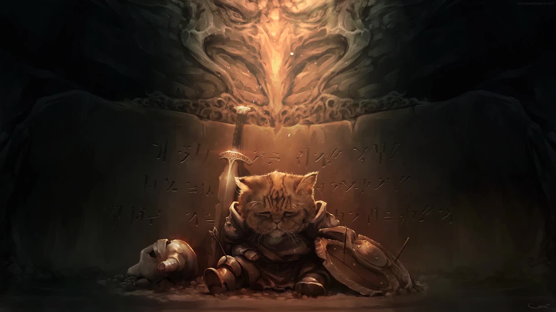 PC Cute Sad Khajiit Live Wallpaper Free