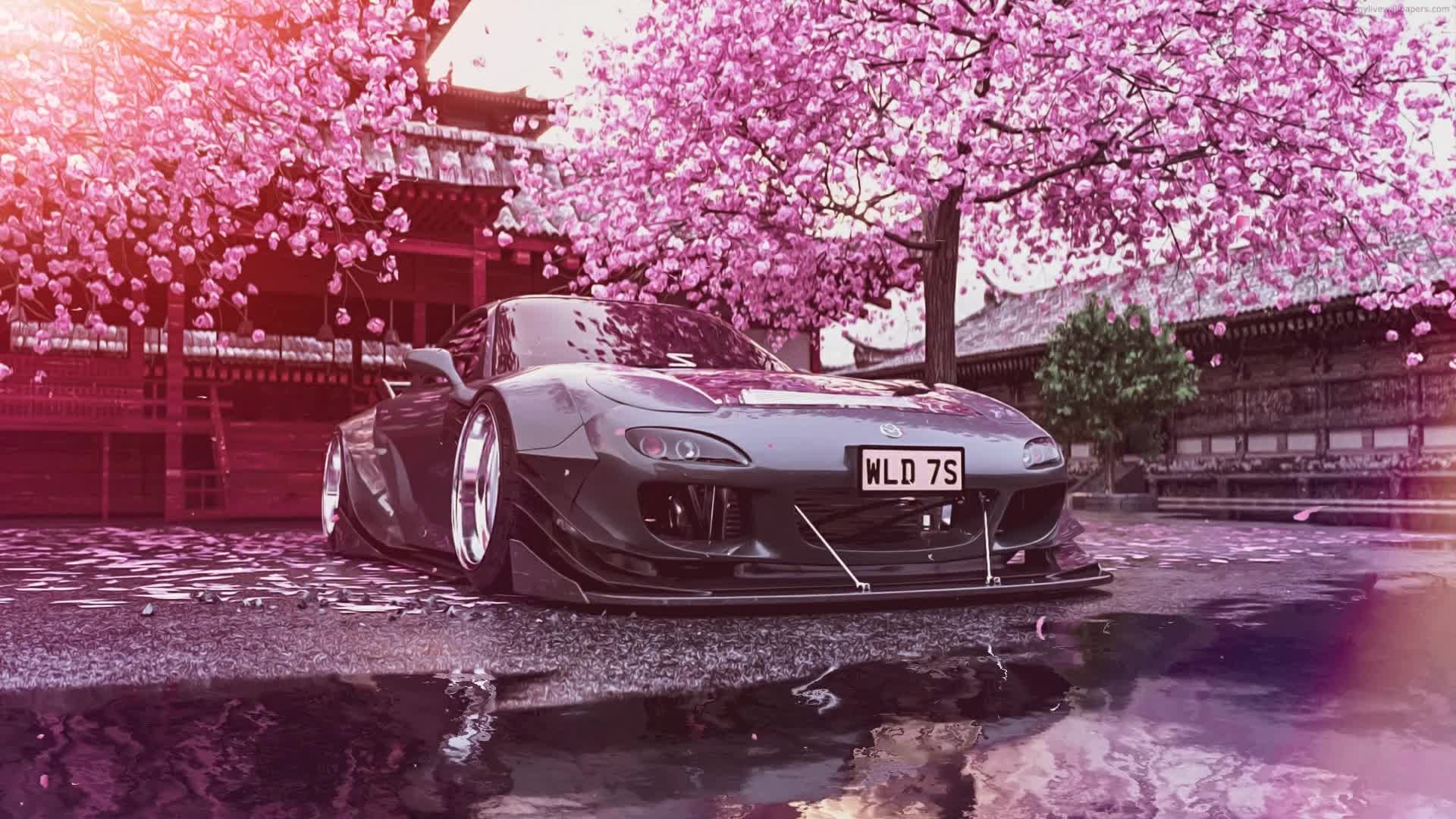 PC RX 7 Mazda Cherry Blossom Live Wallpaper Free