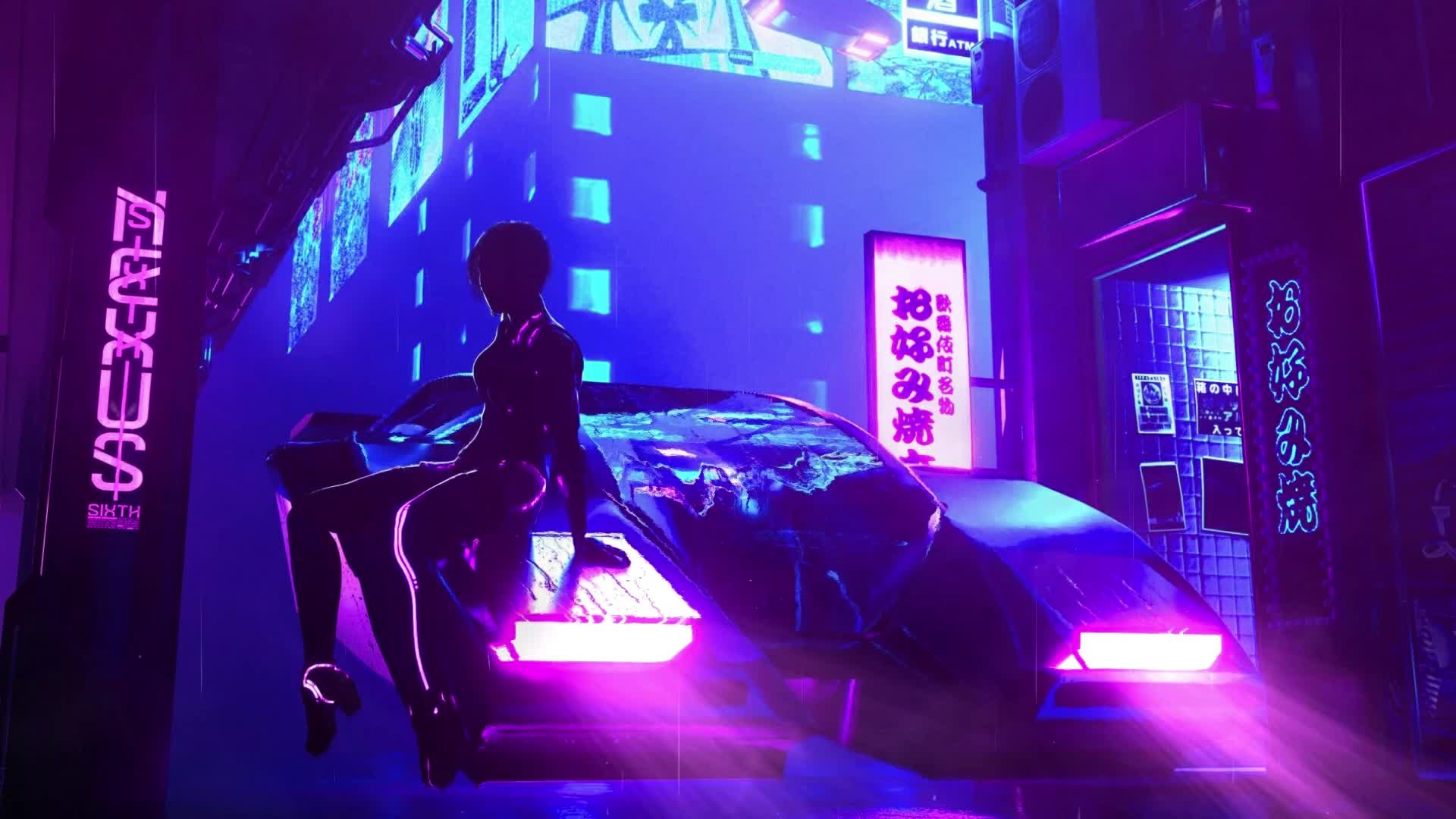 PC Futuristic Cyberpunk Neon Art Live Wallpaper Free