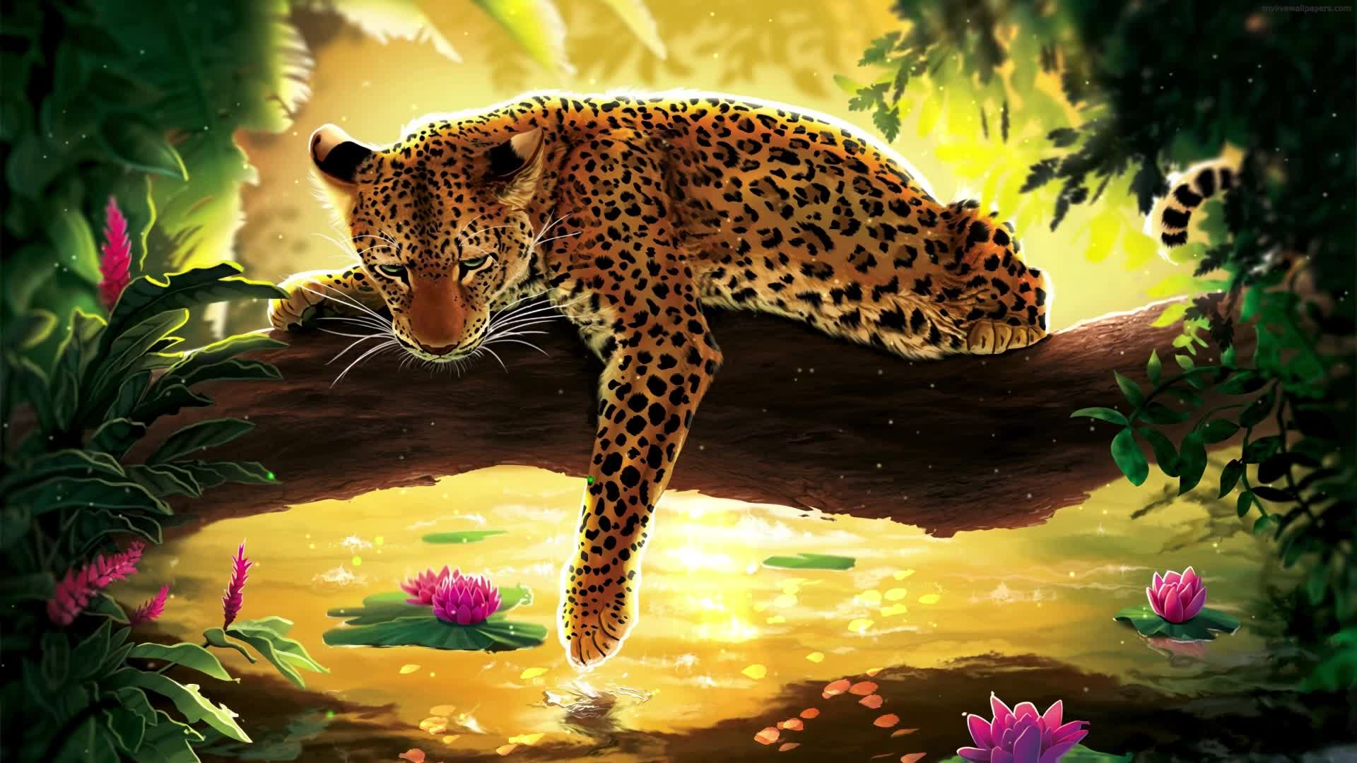 PC Leopard Fishing Live Wallpaper Free