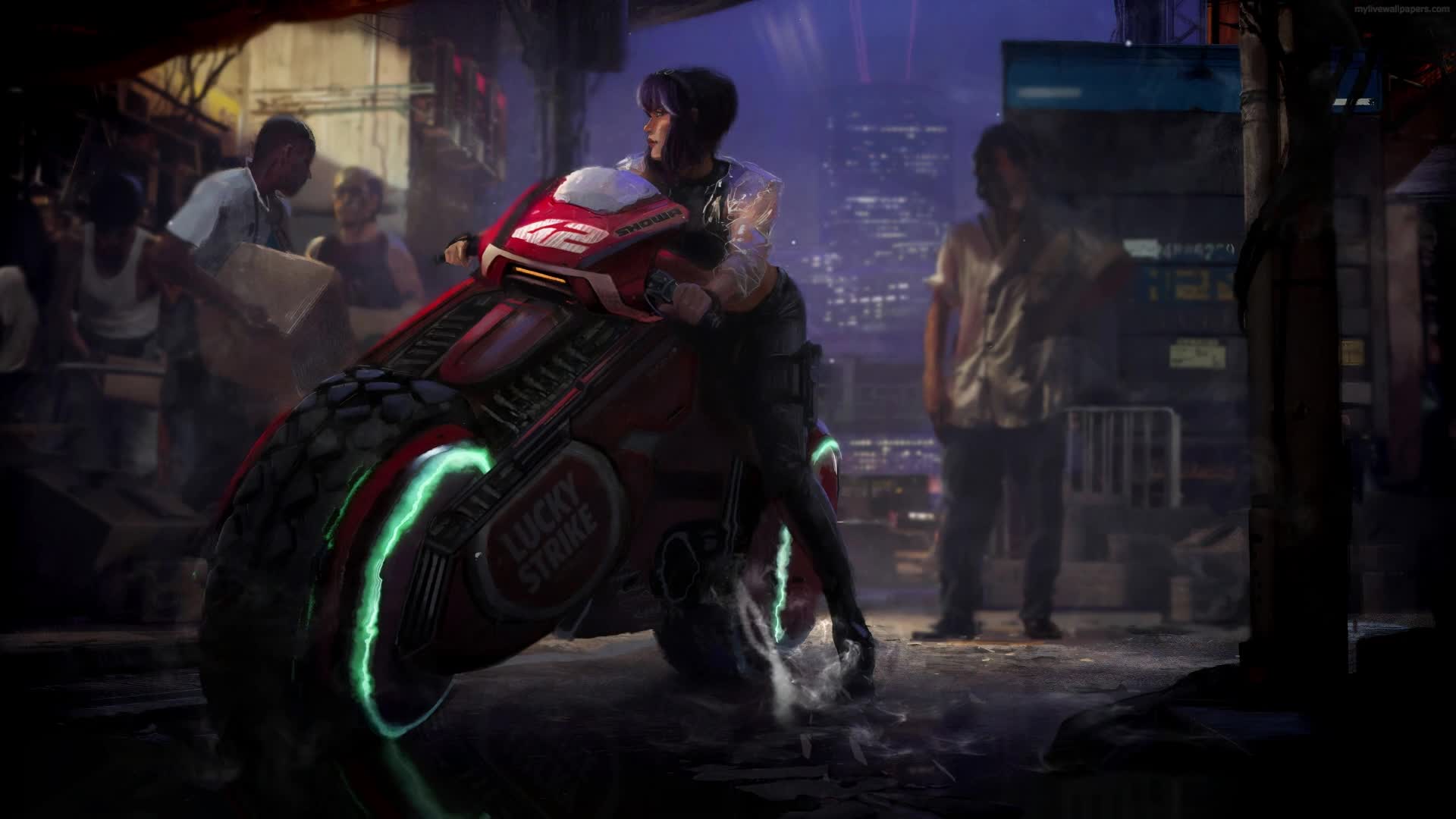 PC Futuristic Motorcycle Girl Live Wallpaper Free