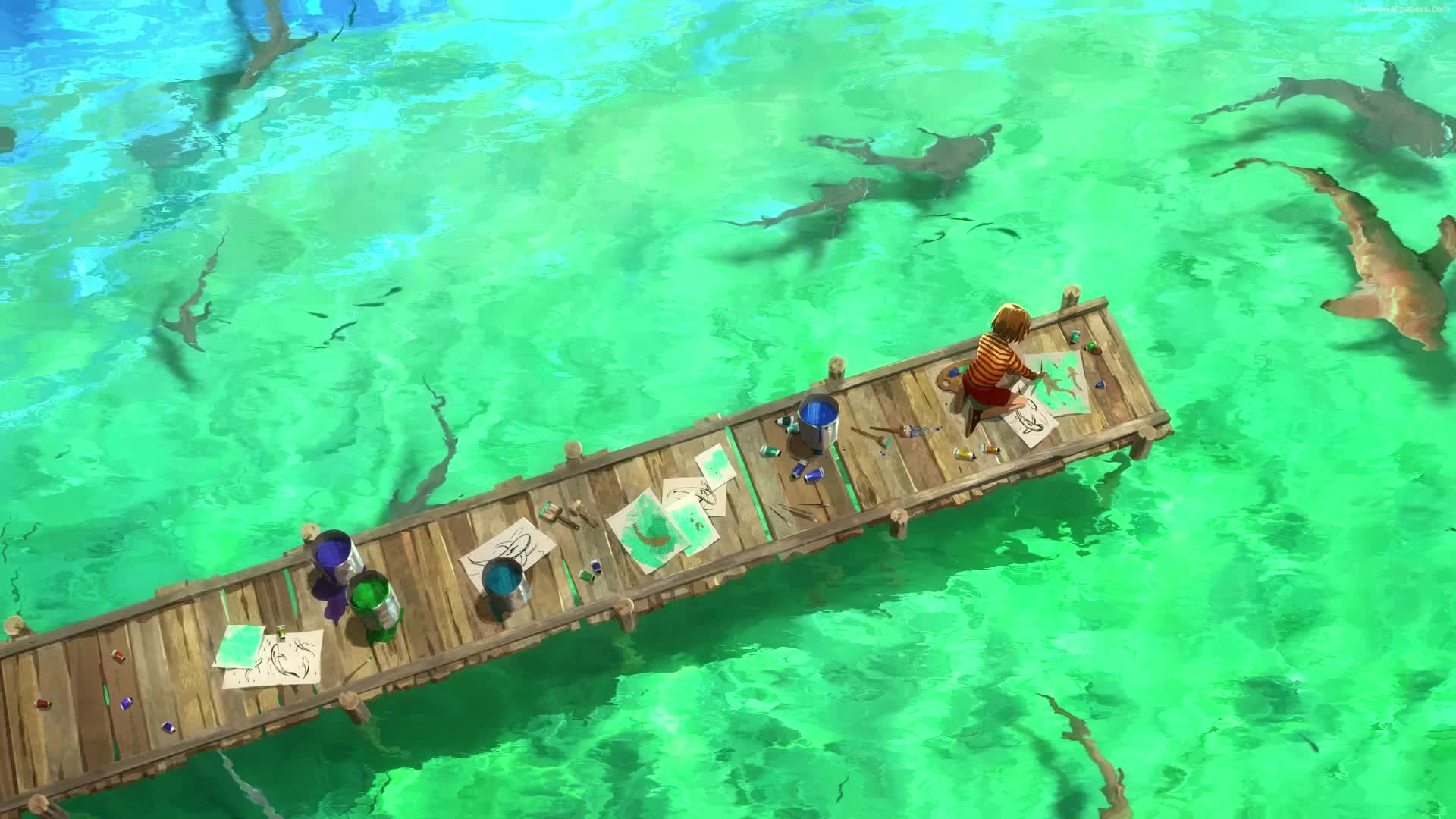 PC Painting With Sharks Live Wallpaper Free