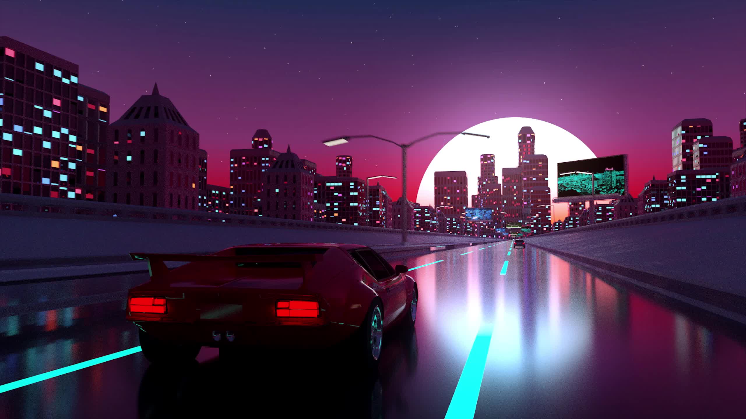 PC Retro Car Ride QHD Live Wallpaper Free