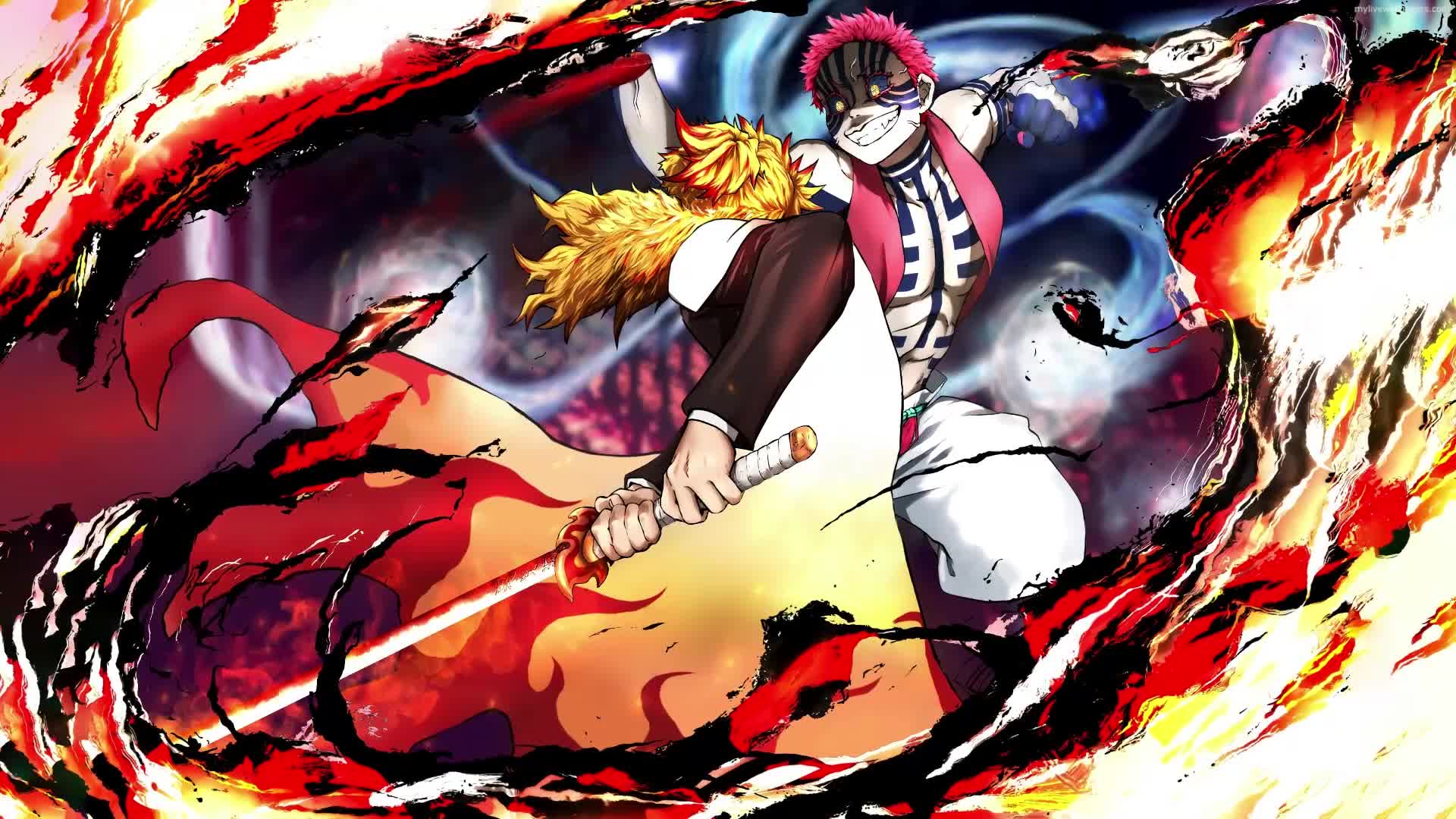 PC Kyojuro Rengoku VS Akaza Live Wallpaper Free