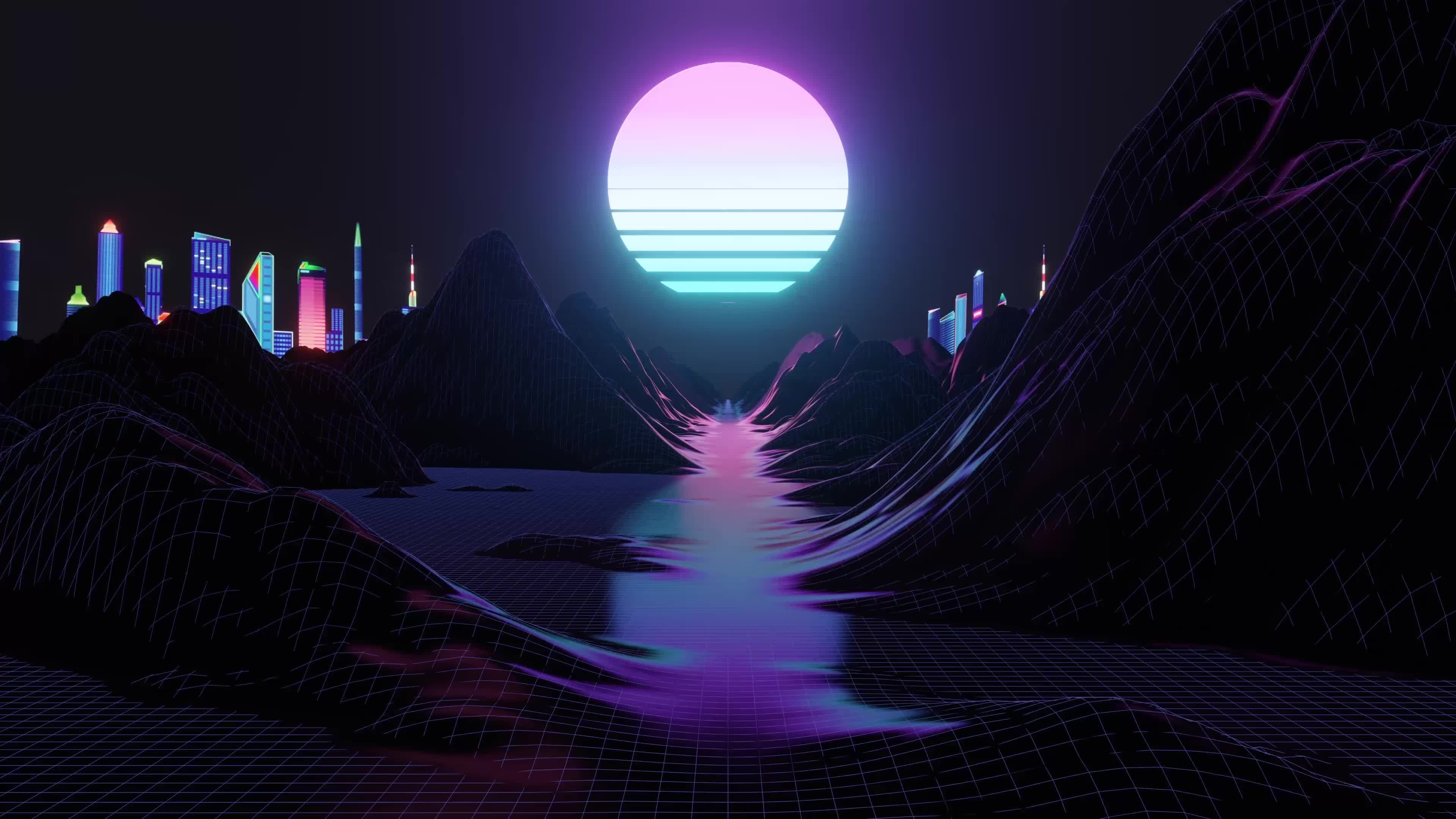 PC Moonlight Retro Wave 4K Live Wallpaper Free