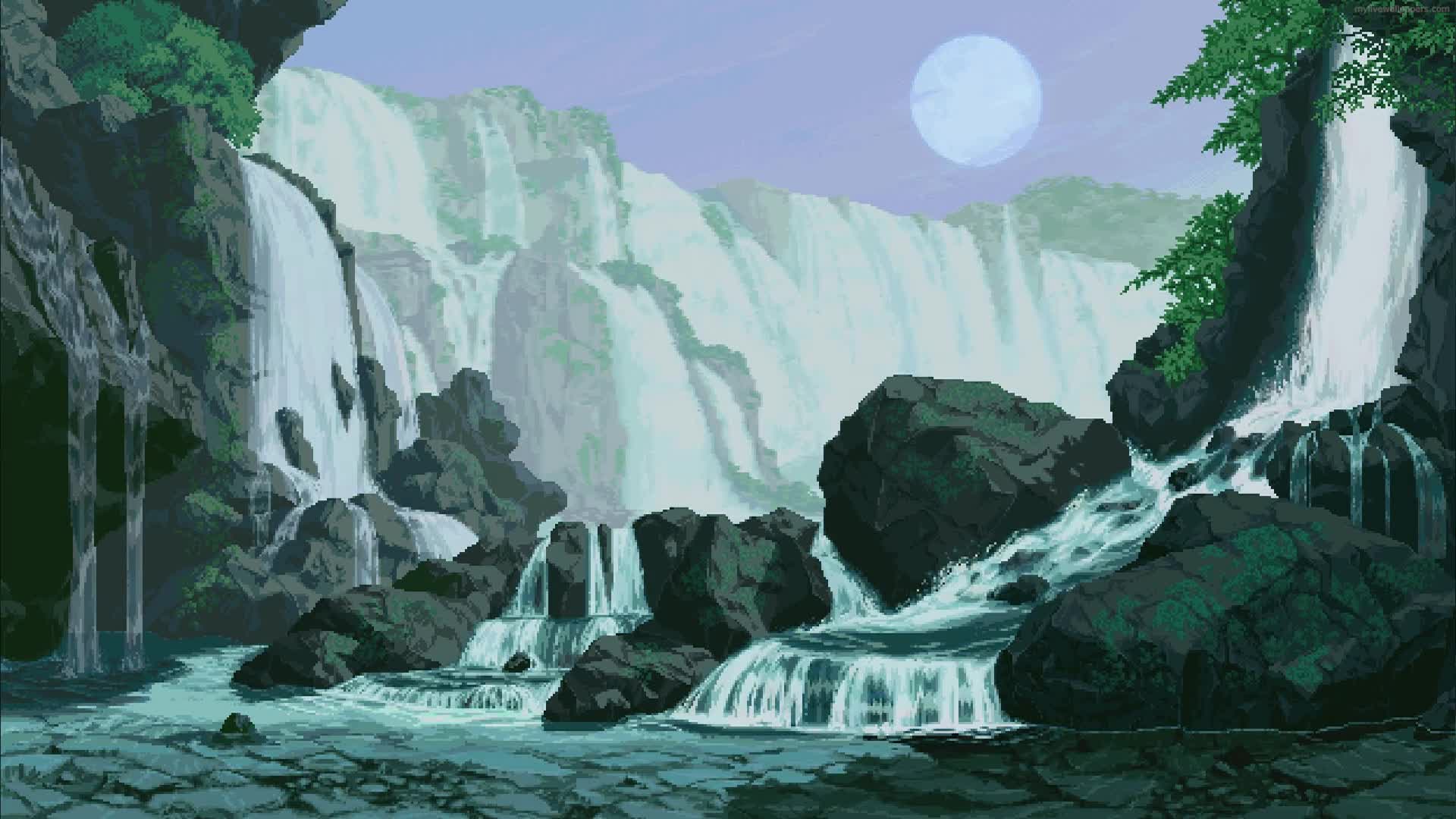 PC Pixel Day and Night Waterfall Live Wallpaper Free