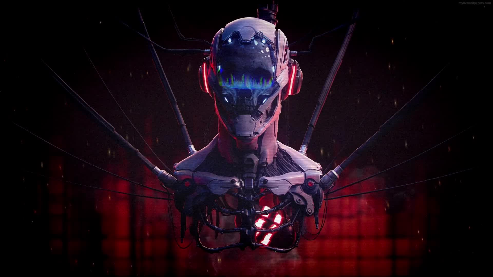 PC Skull Cyberpunk Live Wallpaper Free