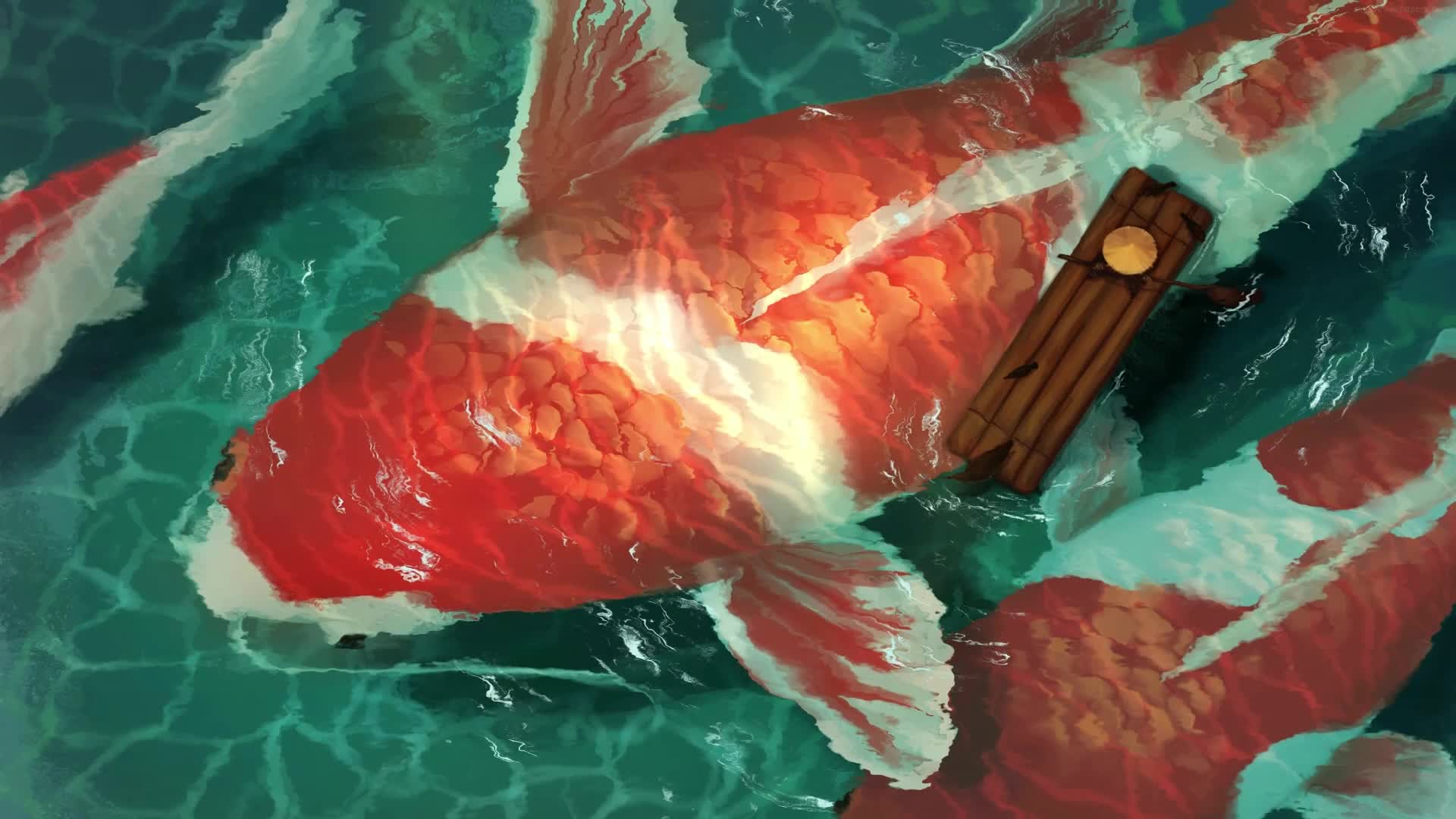 PC Huge Koi Fishes Pond Live Wallpaper Free