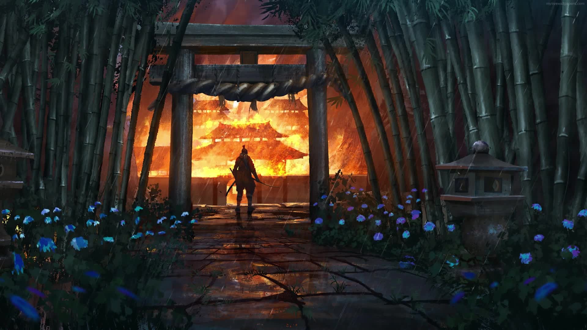 PC Village on Fire Sekiro Live Wallpaper Free